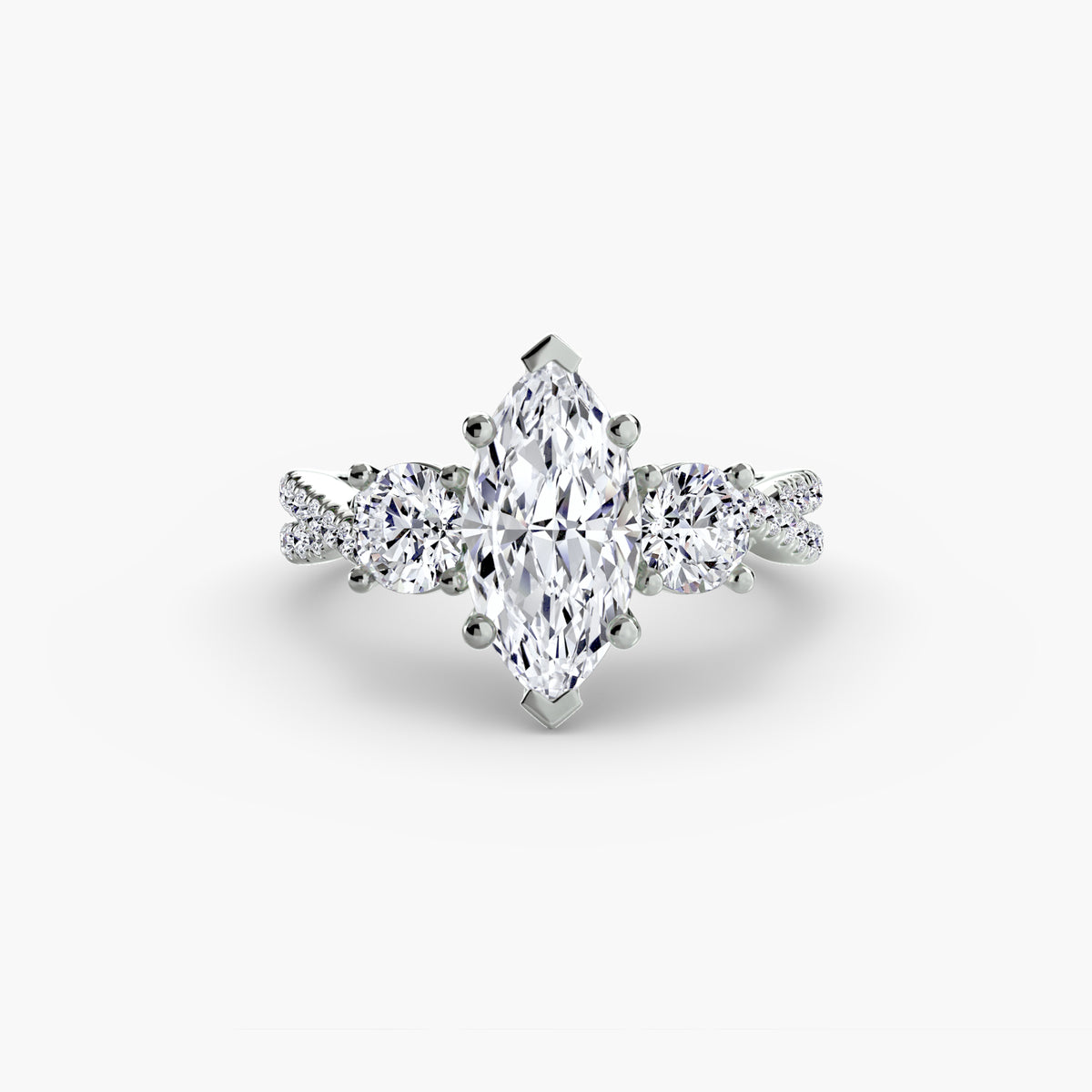 Anello con Tre Pietre e Fascia Pavé 2