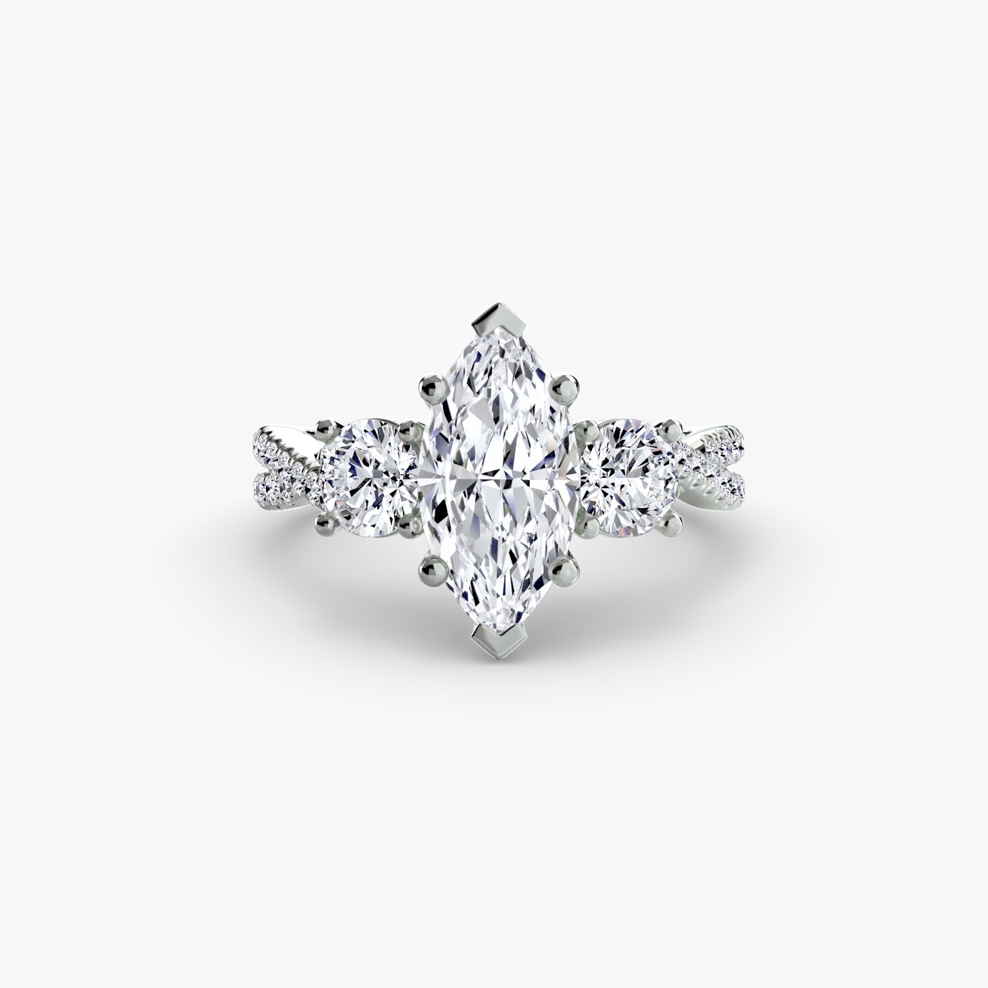 Anello con Tre Pietre e Fascia Pavé 2