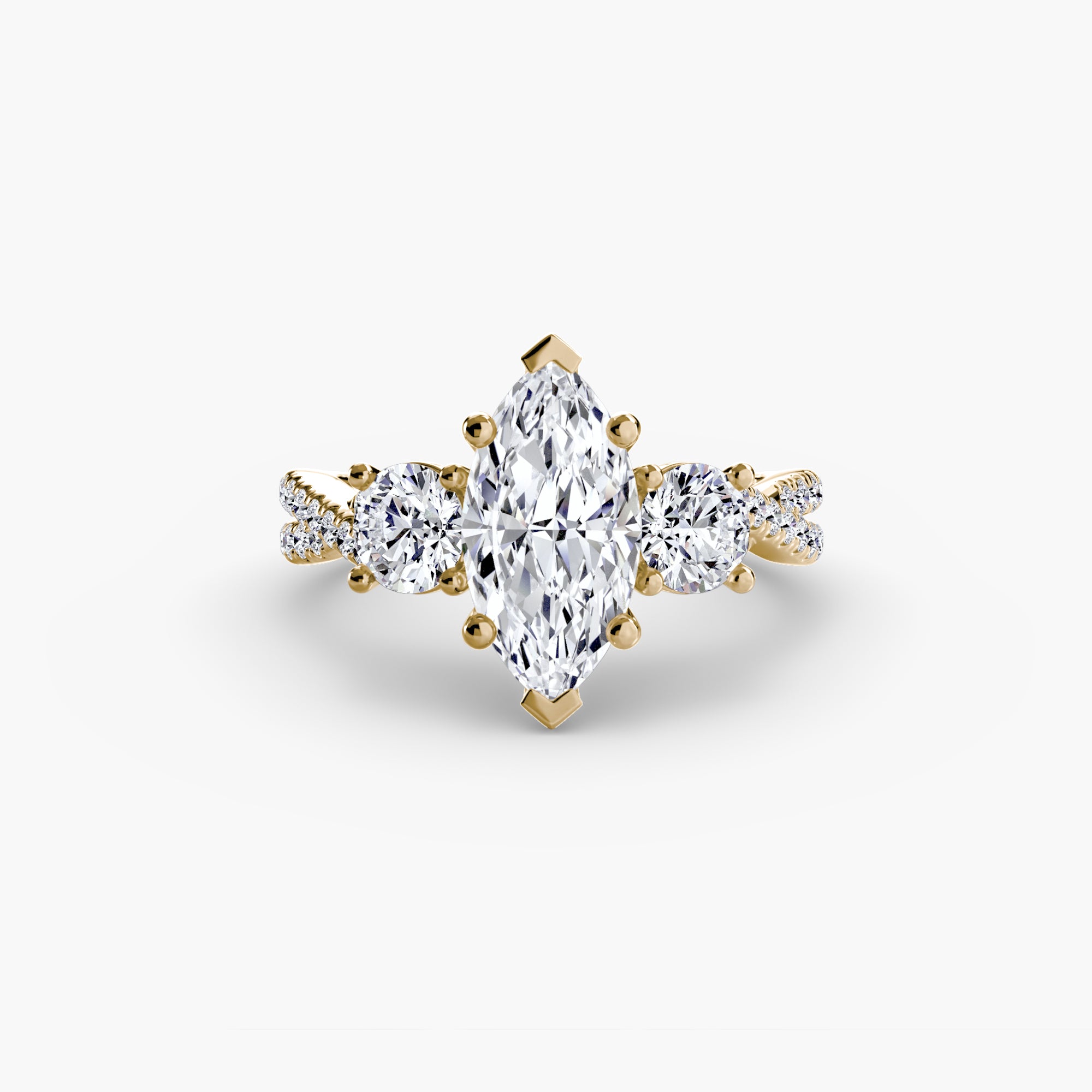 Anello con Tre Pietre e Fascia Pavé 2