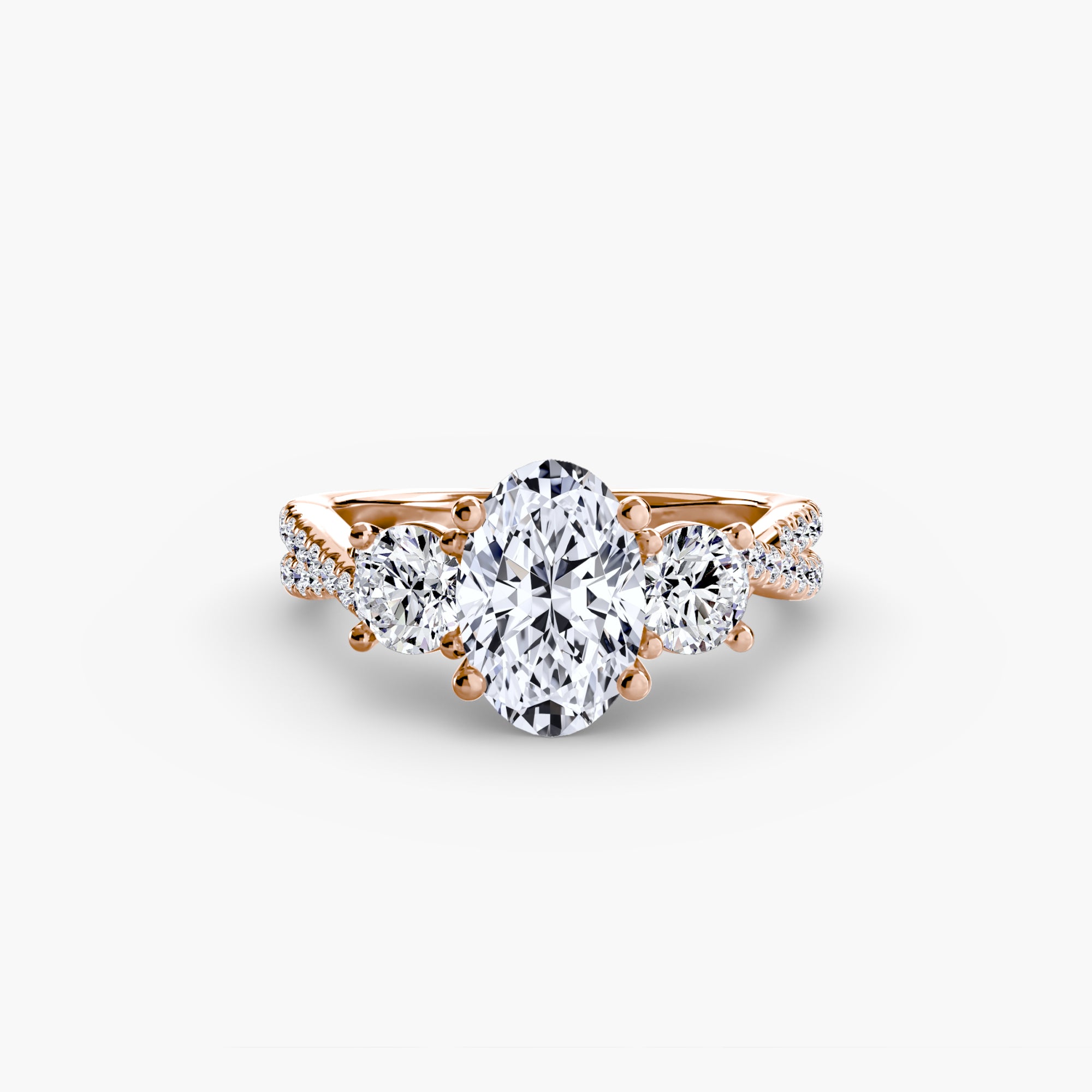 Anello con Tre Pietre e Fascia Pavé 2