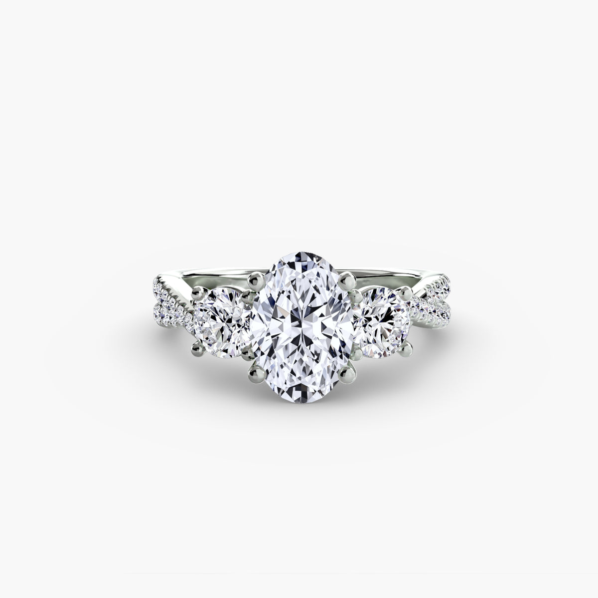 Anello con Tre Pietre e Fascia Pavé 2