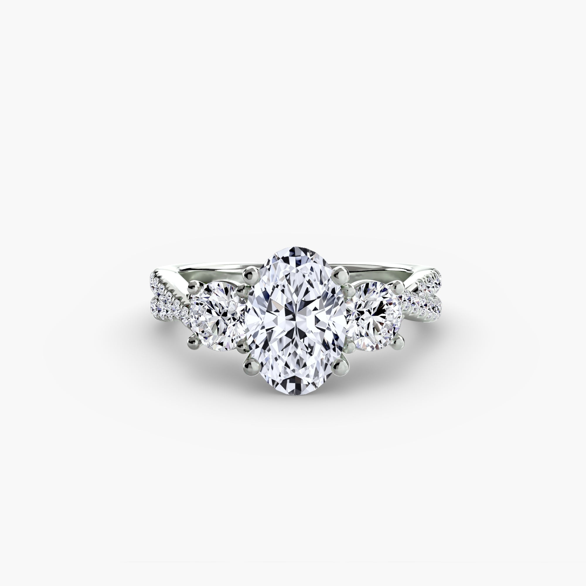 Anello con Tre Pietre e Fascia Pavé 2