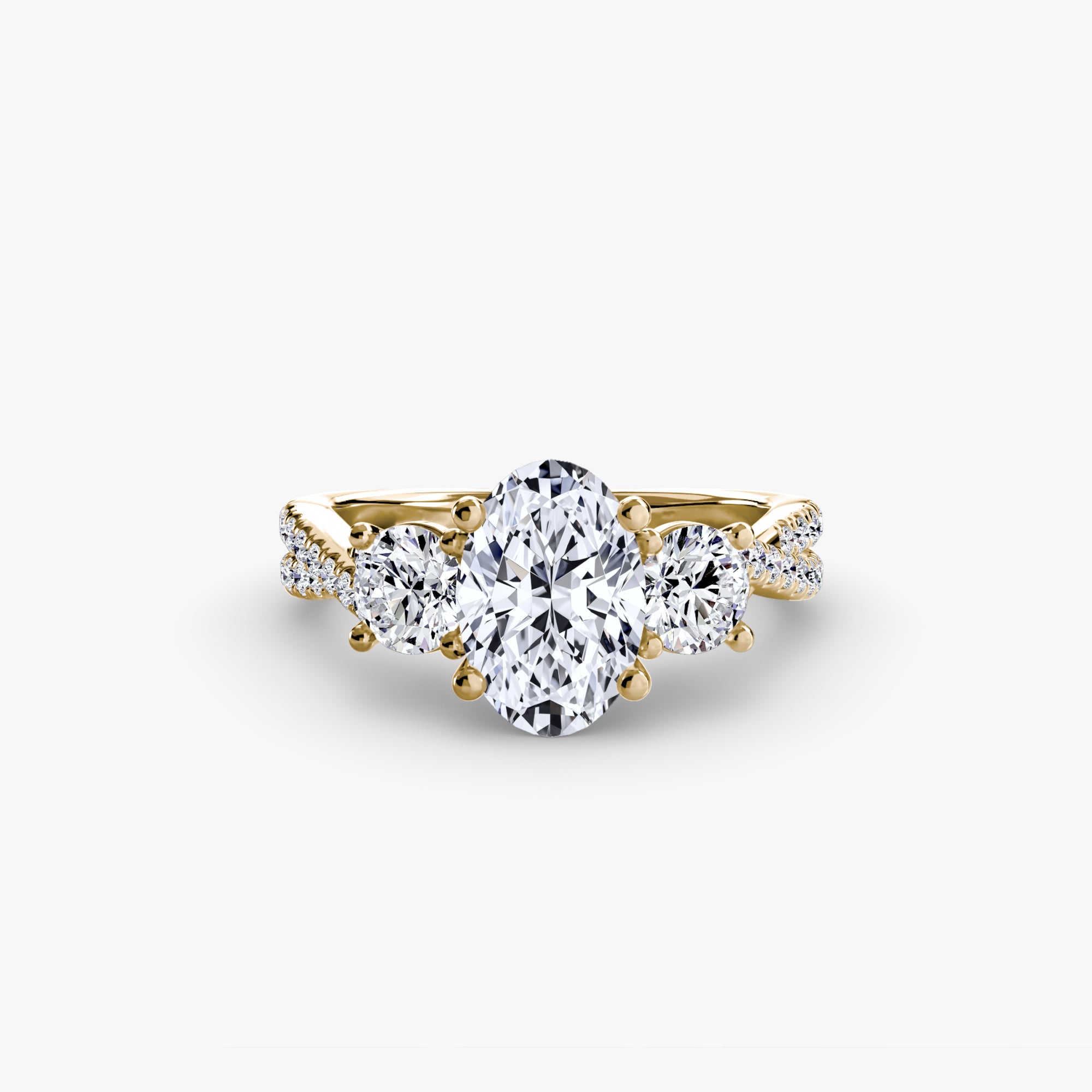 Anello con Tre Pietre e Fascia Pavé 2