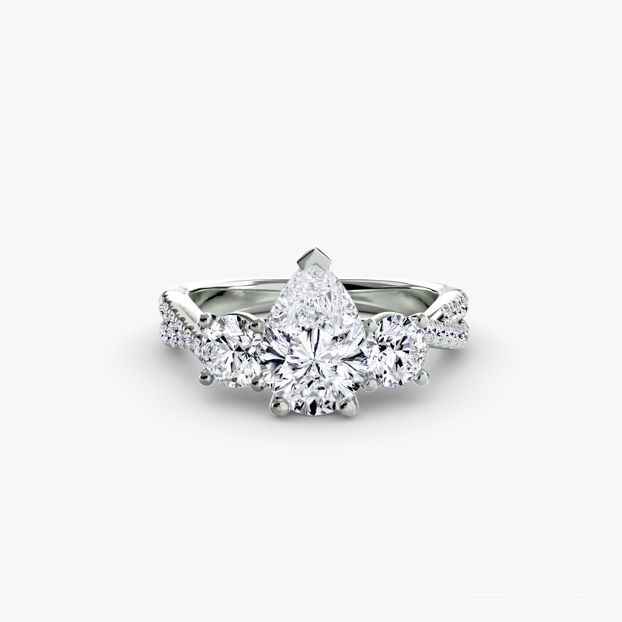 Anello con Tre Pietre e Fascia Pavé 2