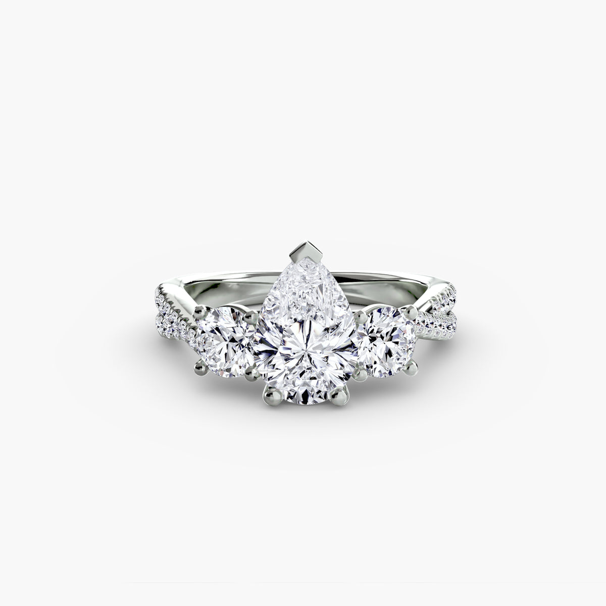 Anello con Tre Pietre e Fascia Pavé 2
