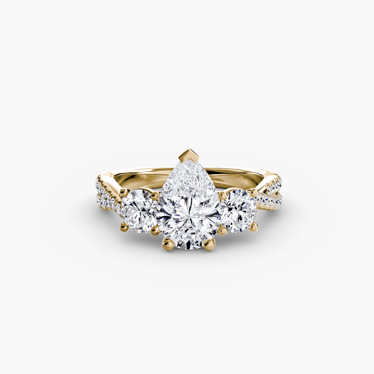 Anello con Tre Pietre e Fascia Pavé 2