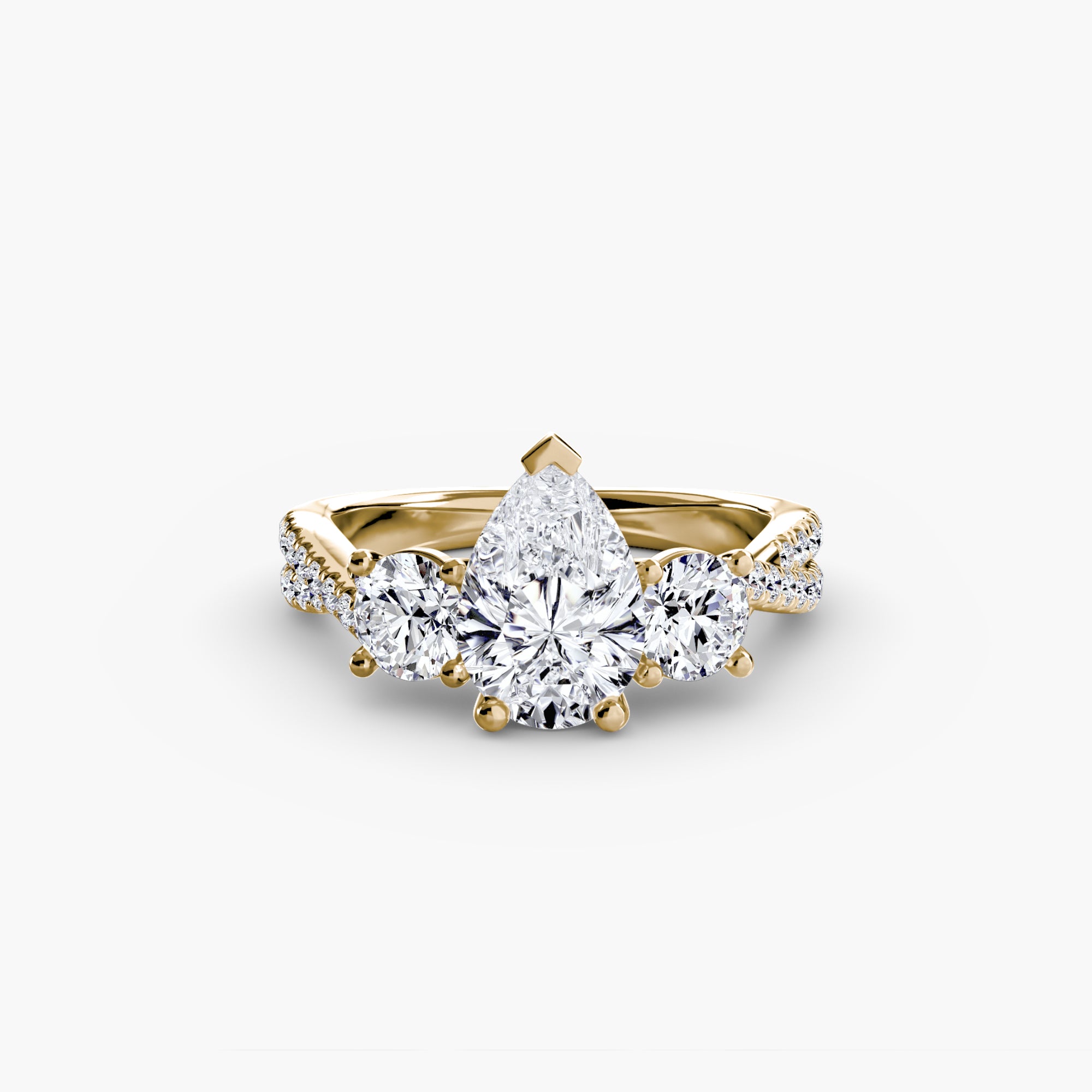 Anello con Tre Pietre e Fascia Pavé 2