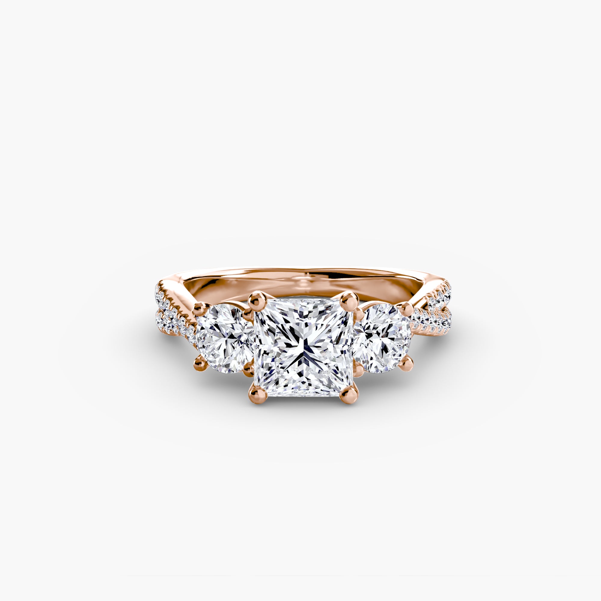 Anello con Tre Pietre e Fascia Pavé 2