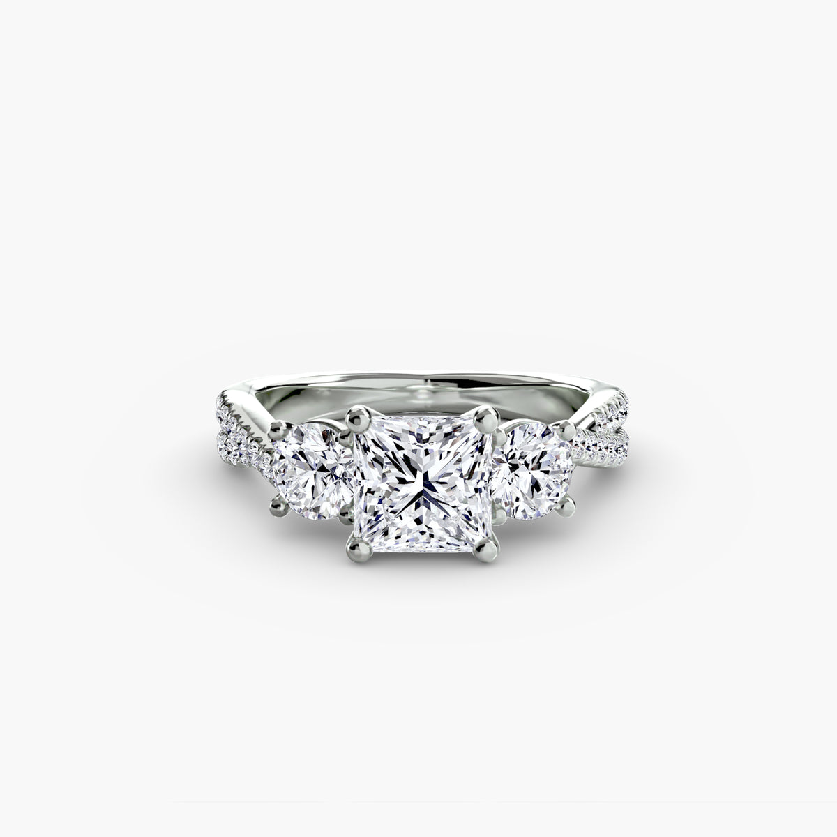 Anello con Tre Pietre e Fascia Pavé 2