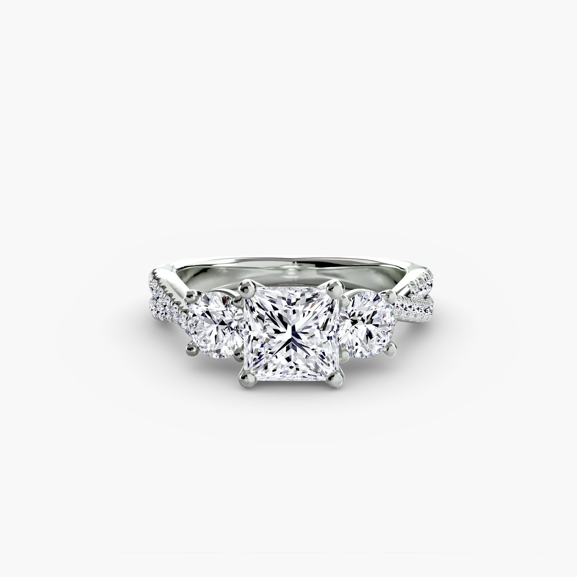 Anello con Tre Pietre e Fascia Pavé 2