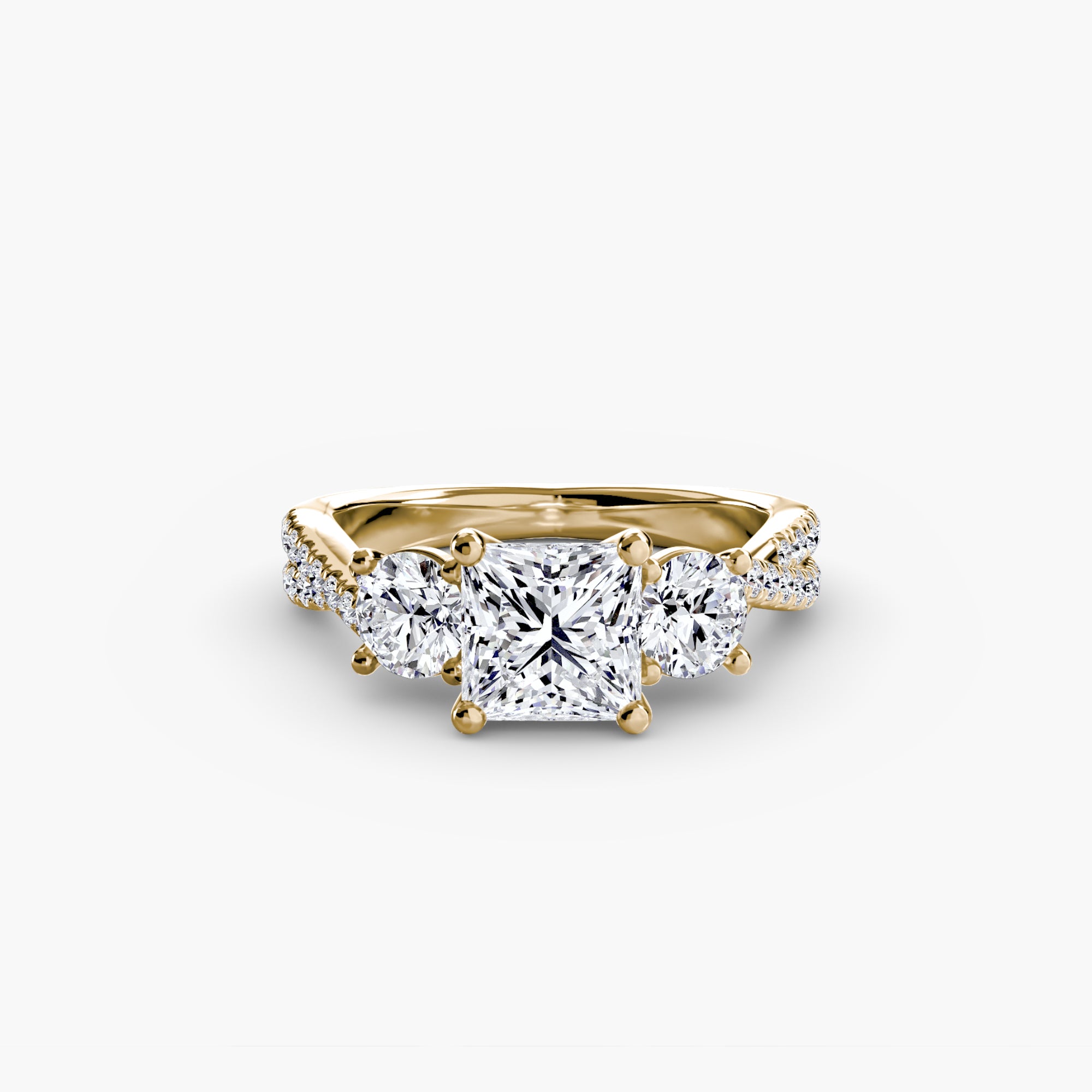 Anello con Tre Pietre e Fascia Pavé 2