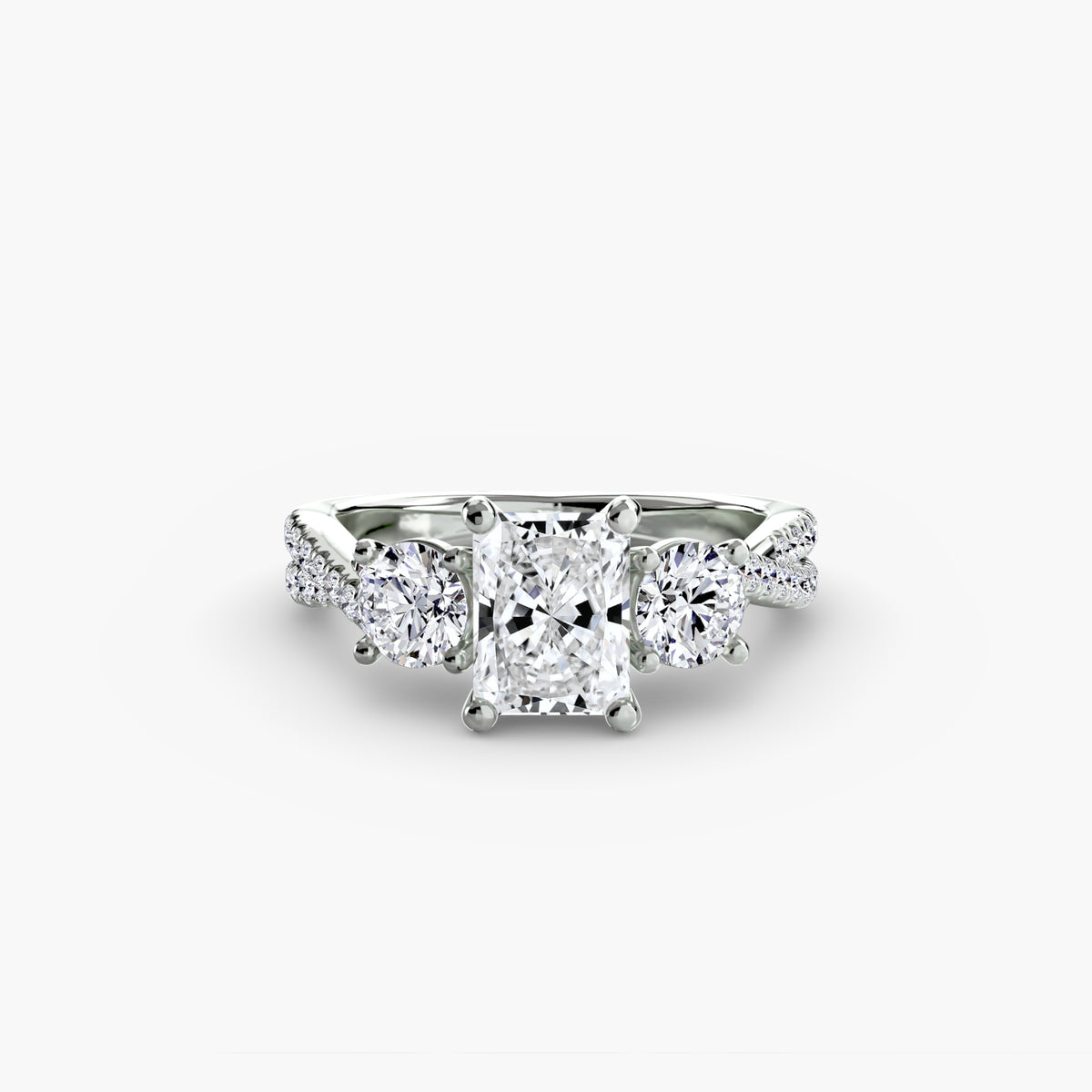 Anello con Tre Pietre e Fascia Pavé 2