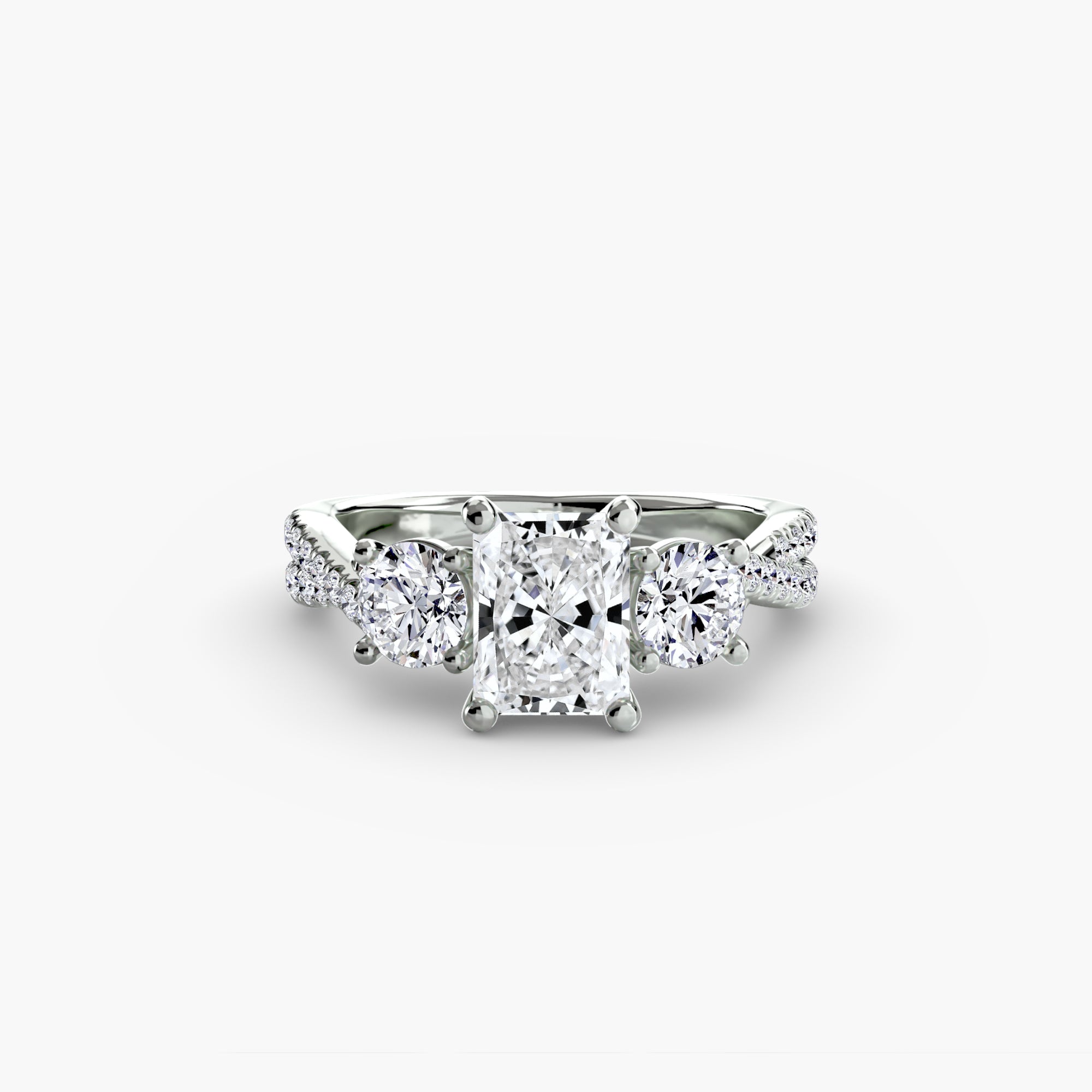 Anello con Tre Pietre e Fascia Pavé 2
