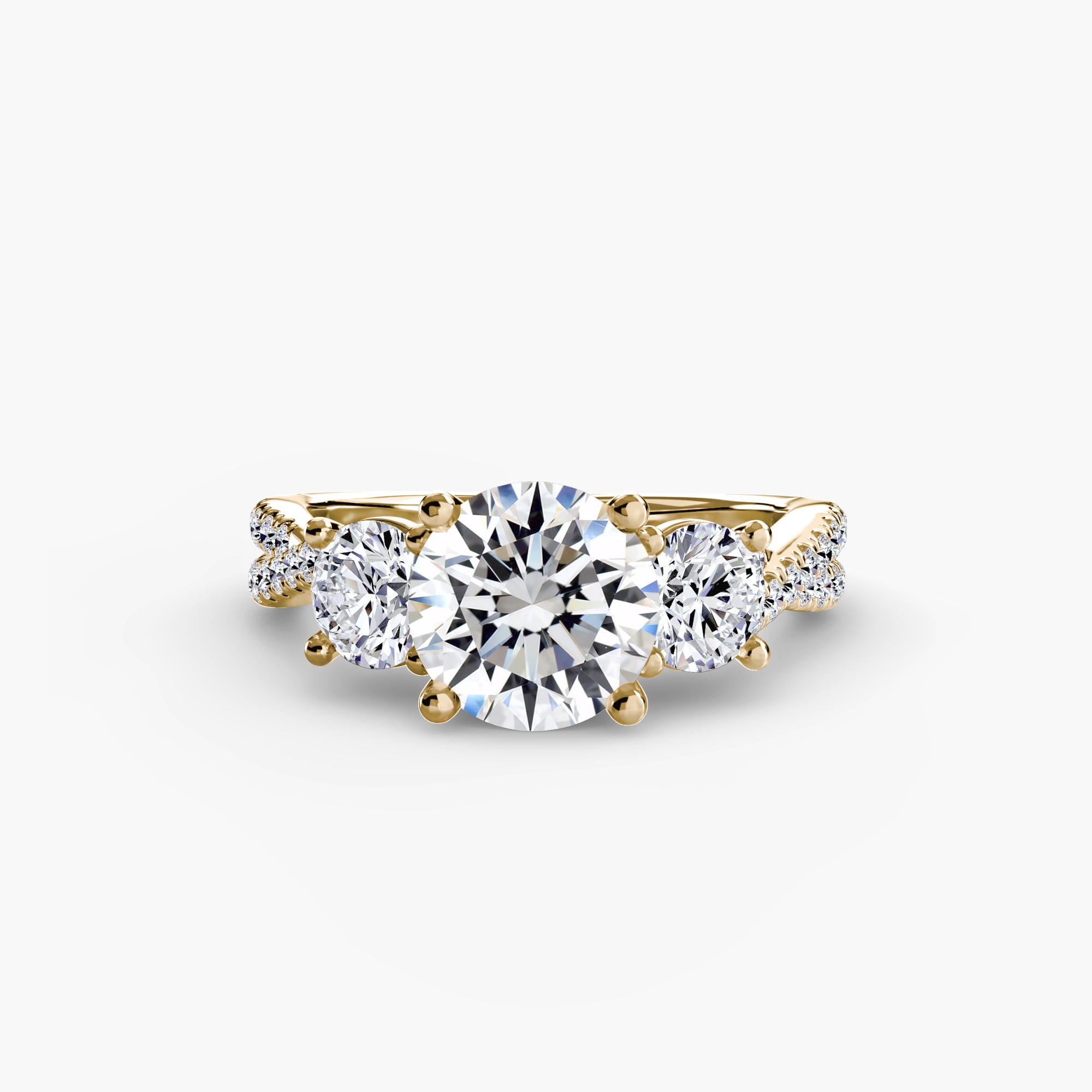 Anello con Tre Pietre e Fascia Pavé 2