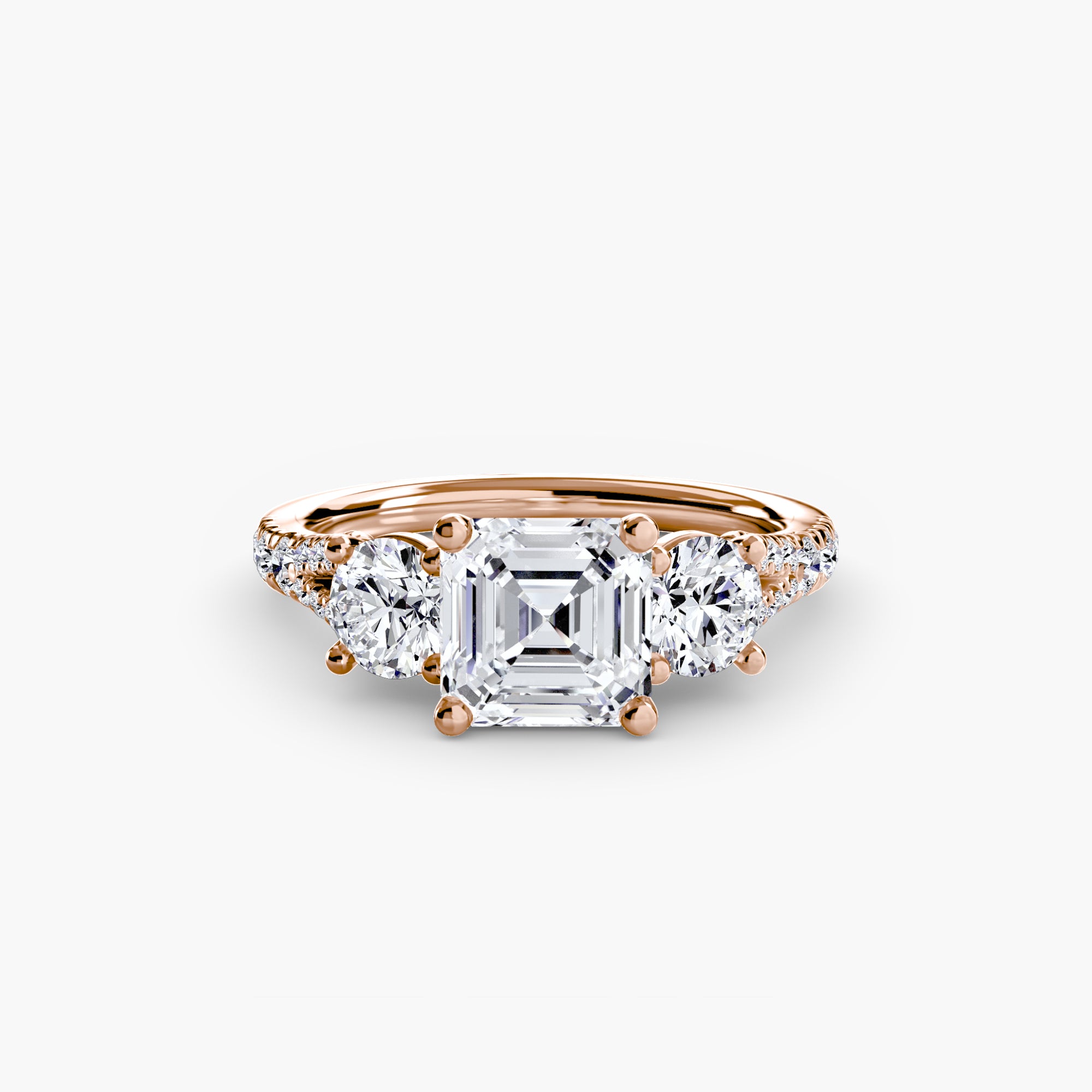 Anello con Tre Pietre e Fascia Pavé 3