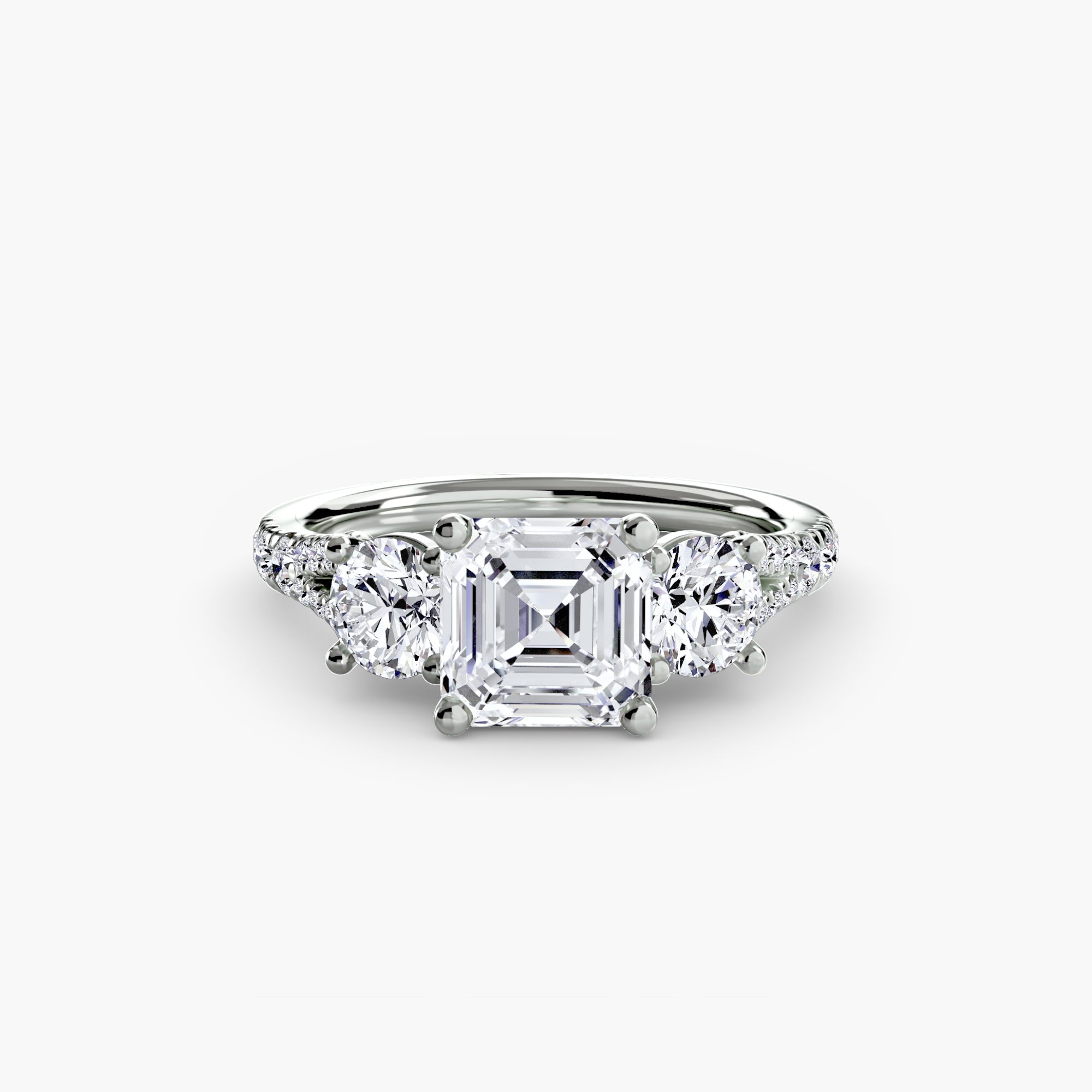 Anello con Tre Pietre e Fascia Pavé 3