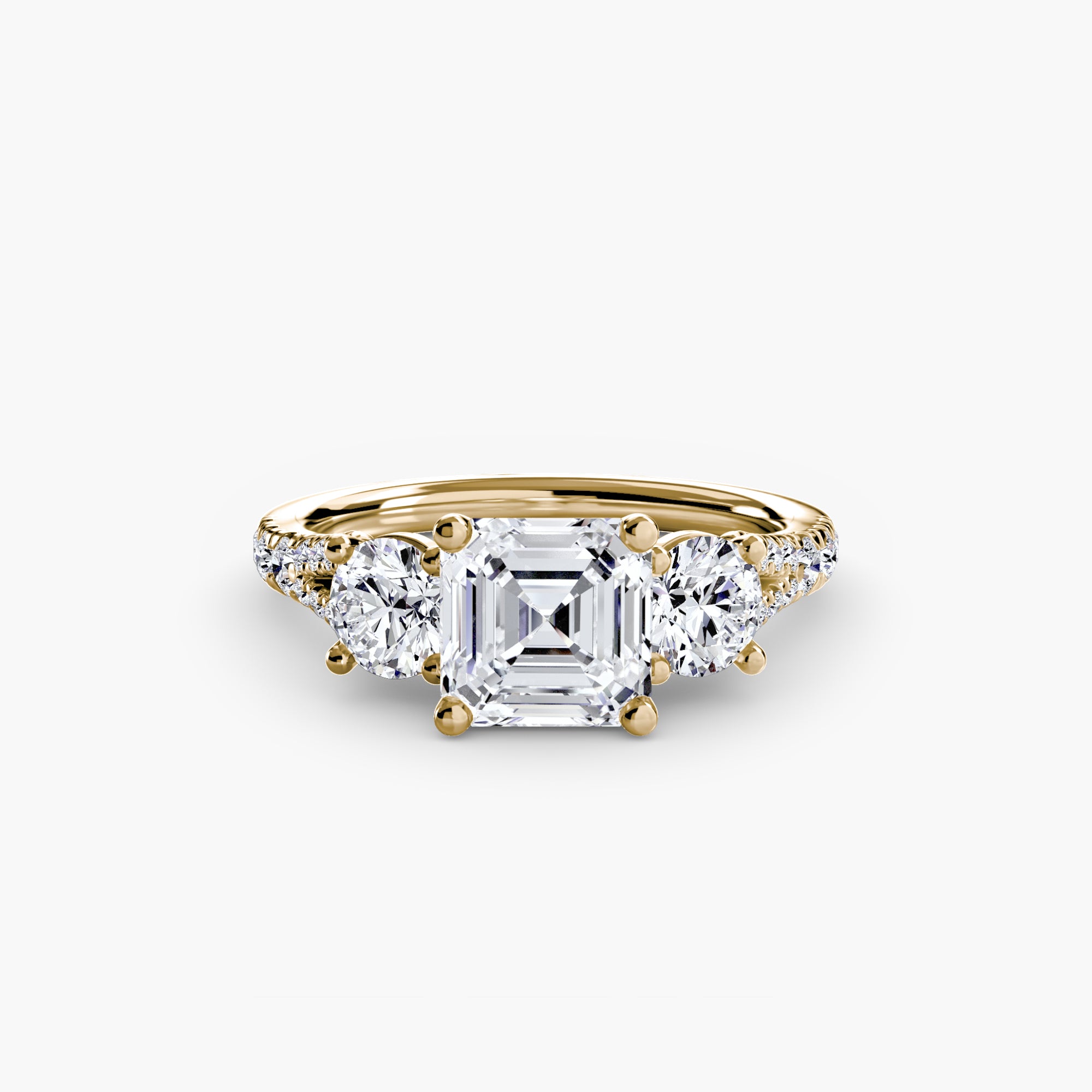 Anello con Tre Pietre e Fascia Pavé 3