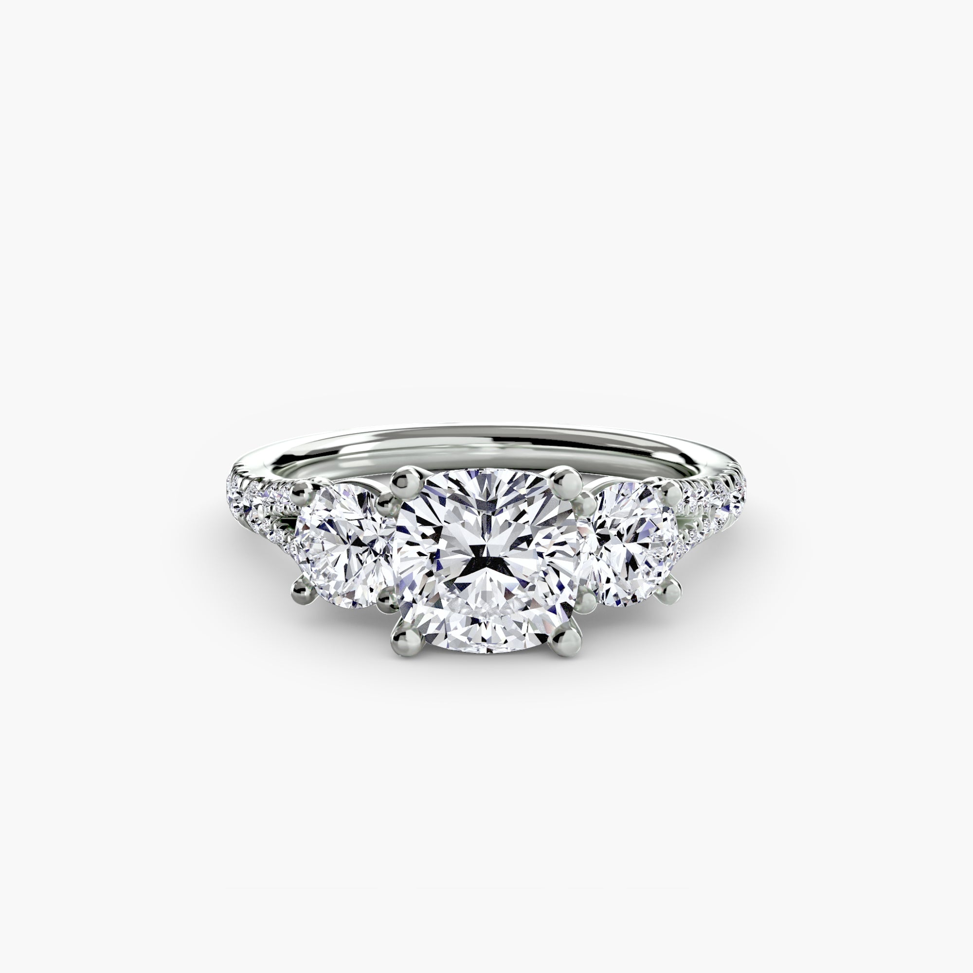 Anello con Tre Pietre e Fascia Pavé 3