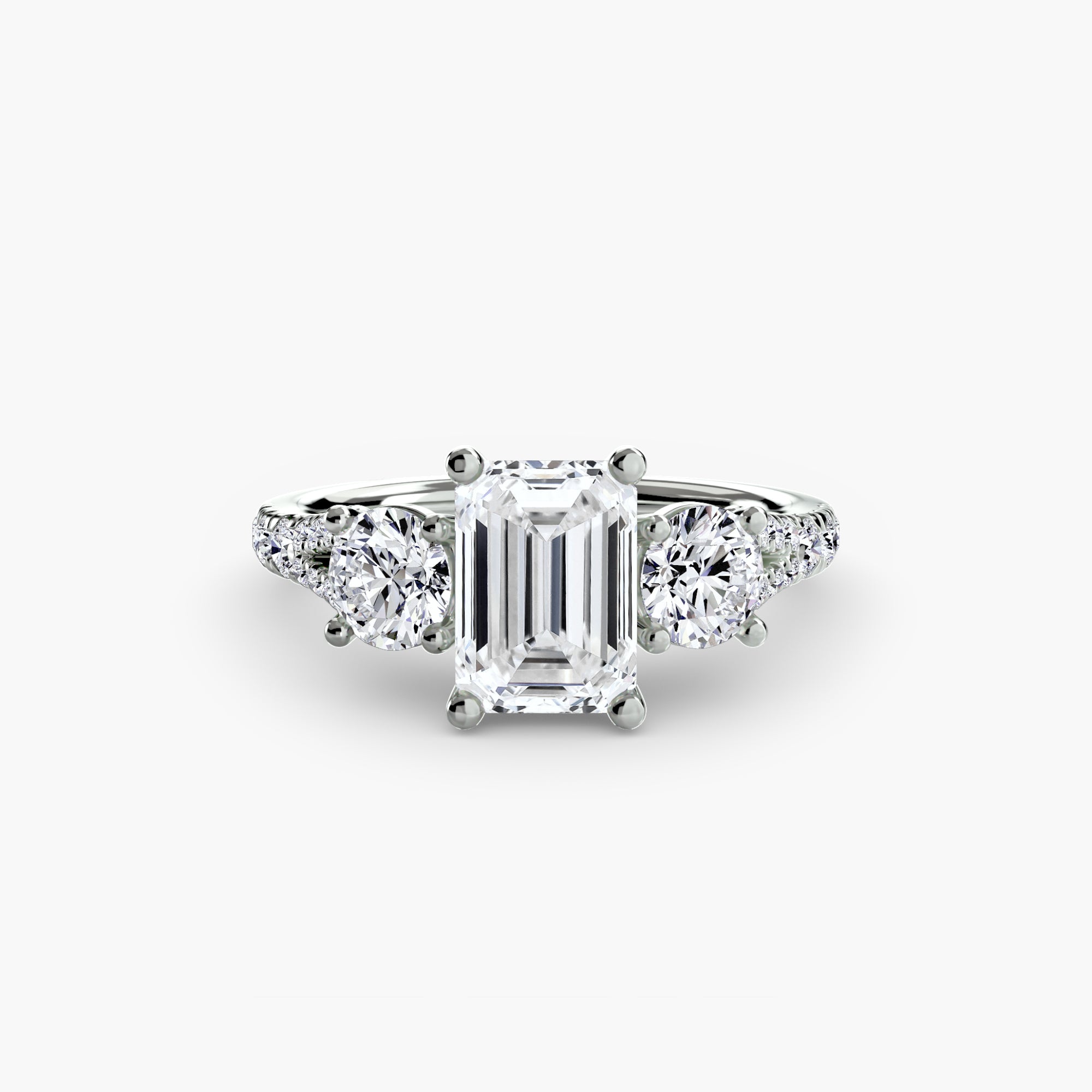 Anello con Tre Pietre e Fascia Pavé 3