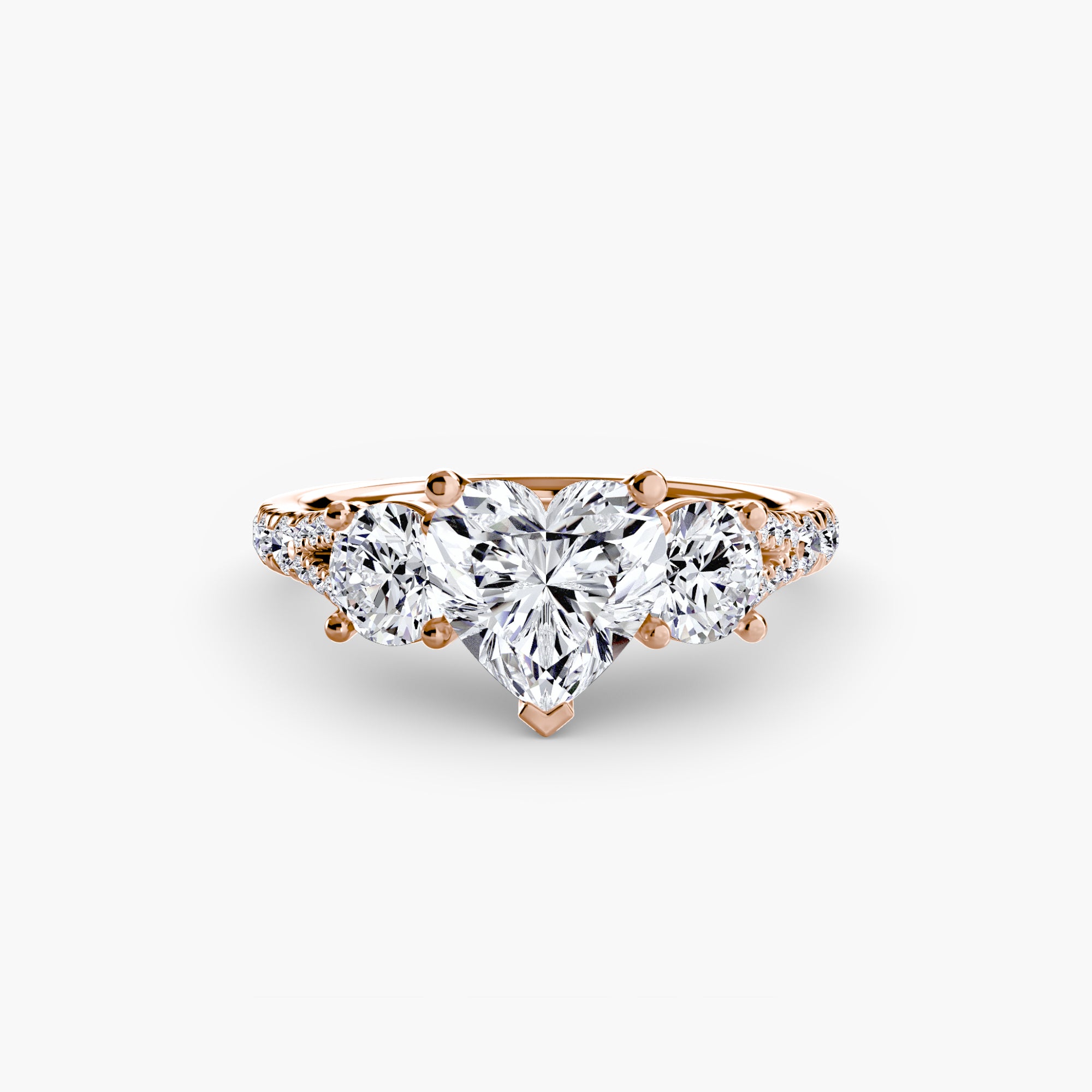 Anello con Tre Pietre e Fascia Pavé 3