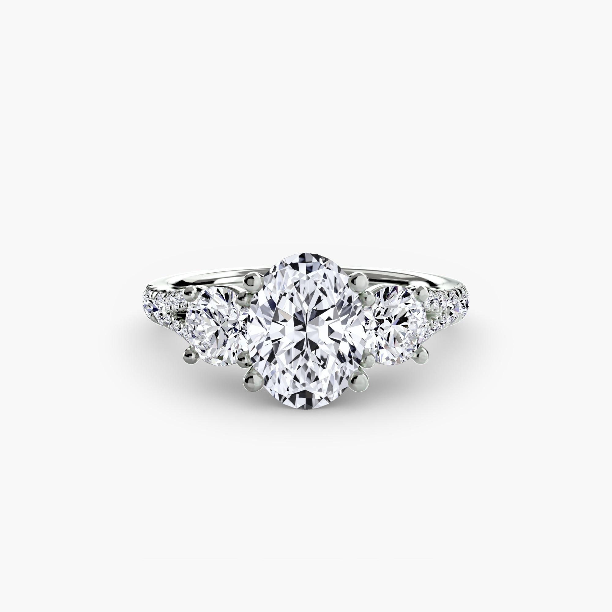 Anello con Tre Pietre e Fascia Pavé 3