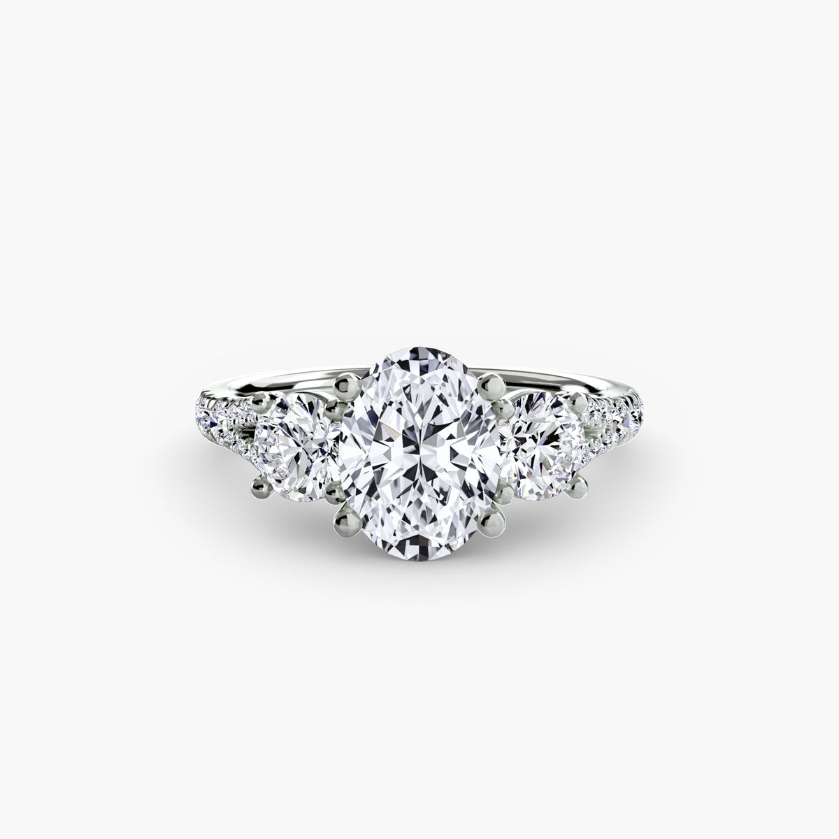 Anello con Tre Pietre e Fascia Pavé 3