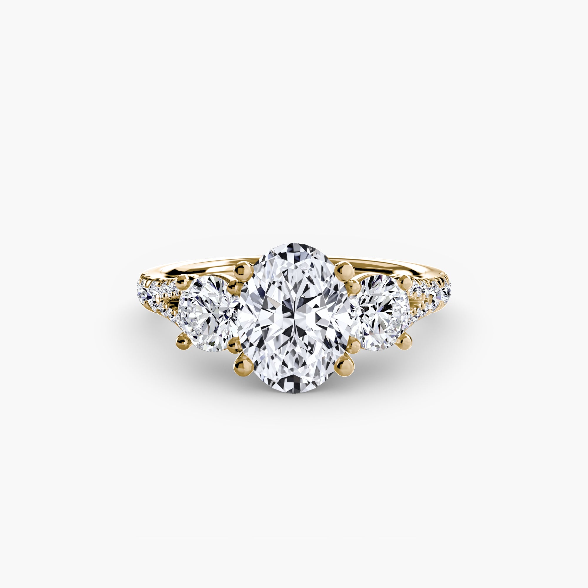 Anello con Tre Pietre e Fascia Pavé 3