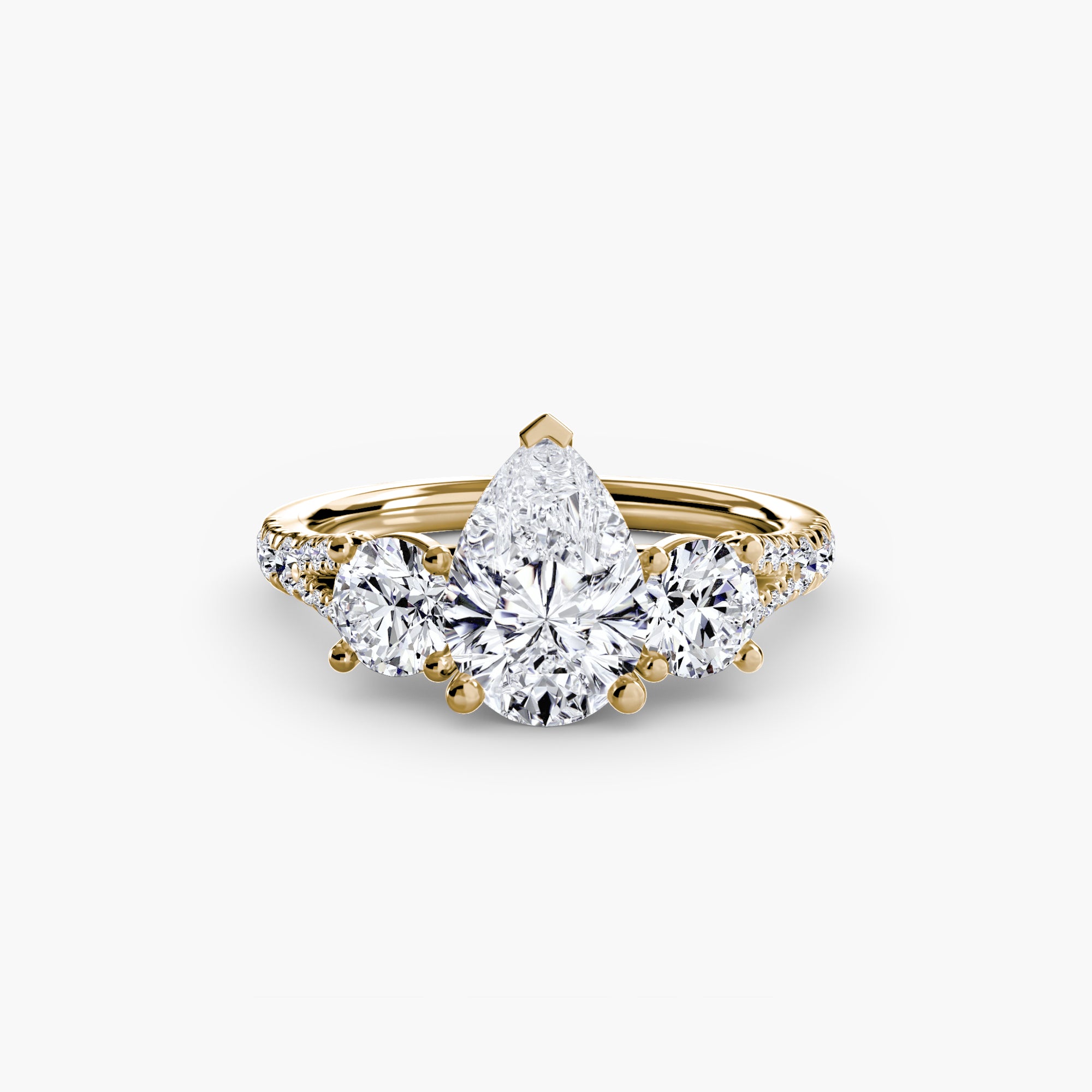 Anello con Tre Pietre e Fascia Pavé 3