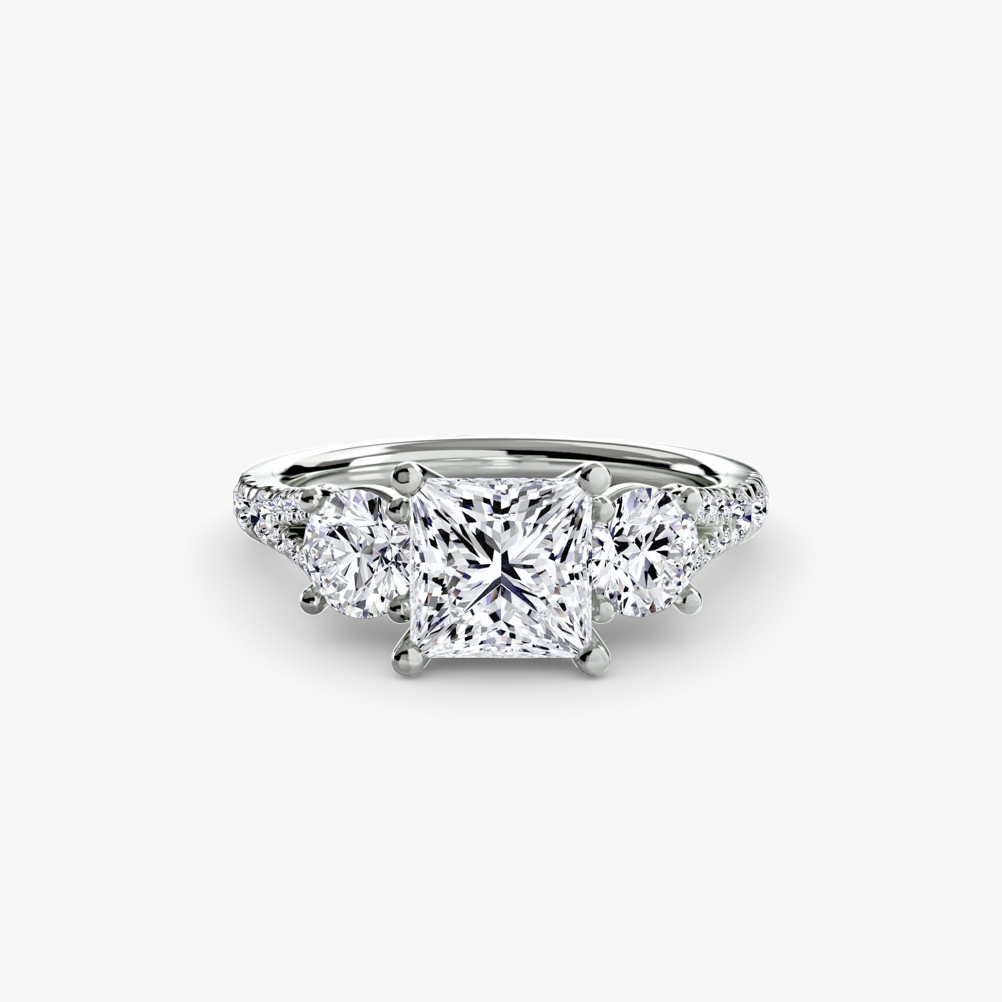 Anello con Tre Pietre e Fascia Pavé 3