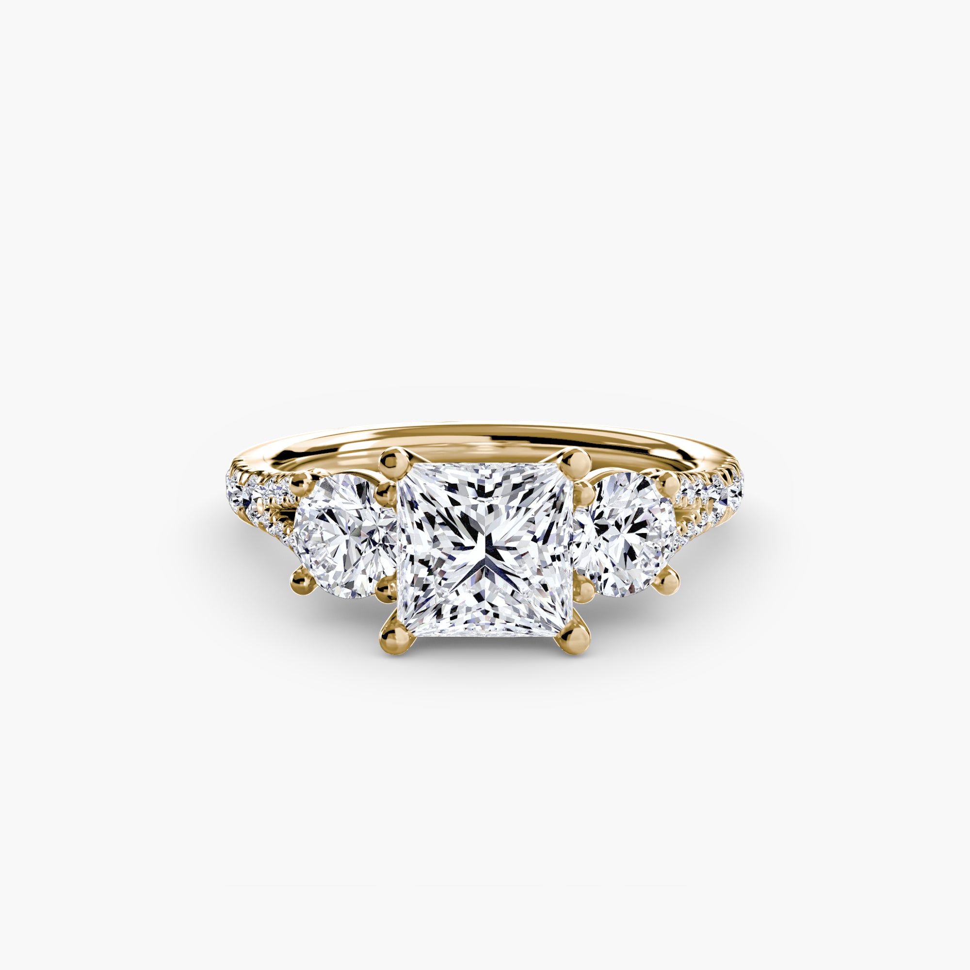 Anello con Tre Pietre e Fascia Pavé 3