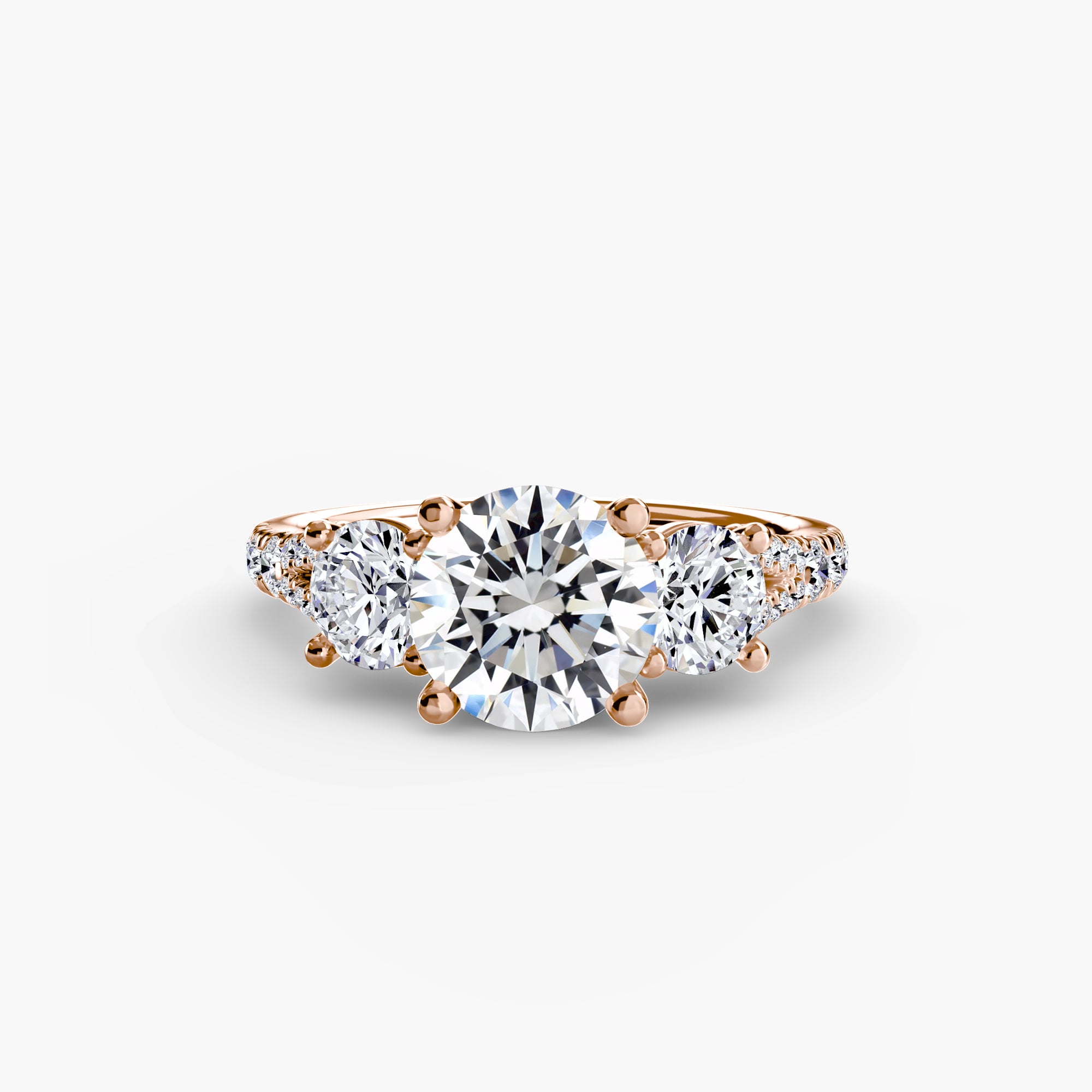 Anello con Tre Pietre e Fascia Pavé 3