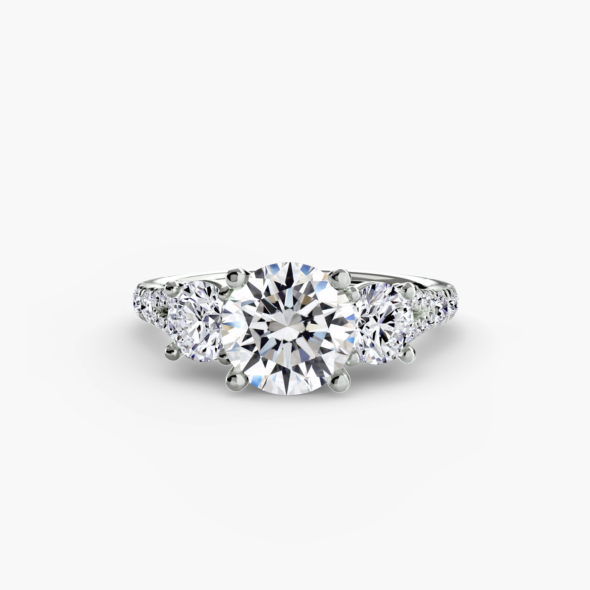 Anello con Tre Pietre e Fascia Pavé 3