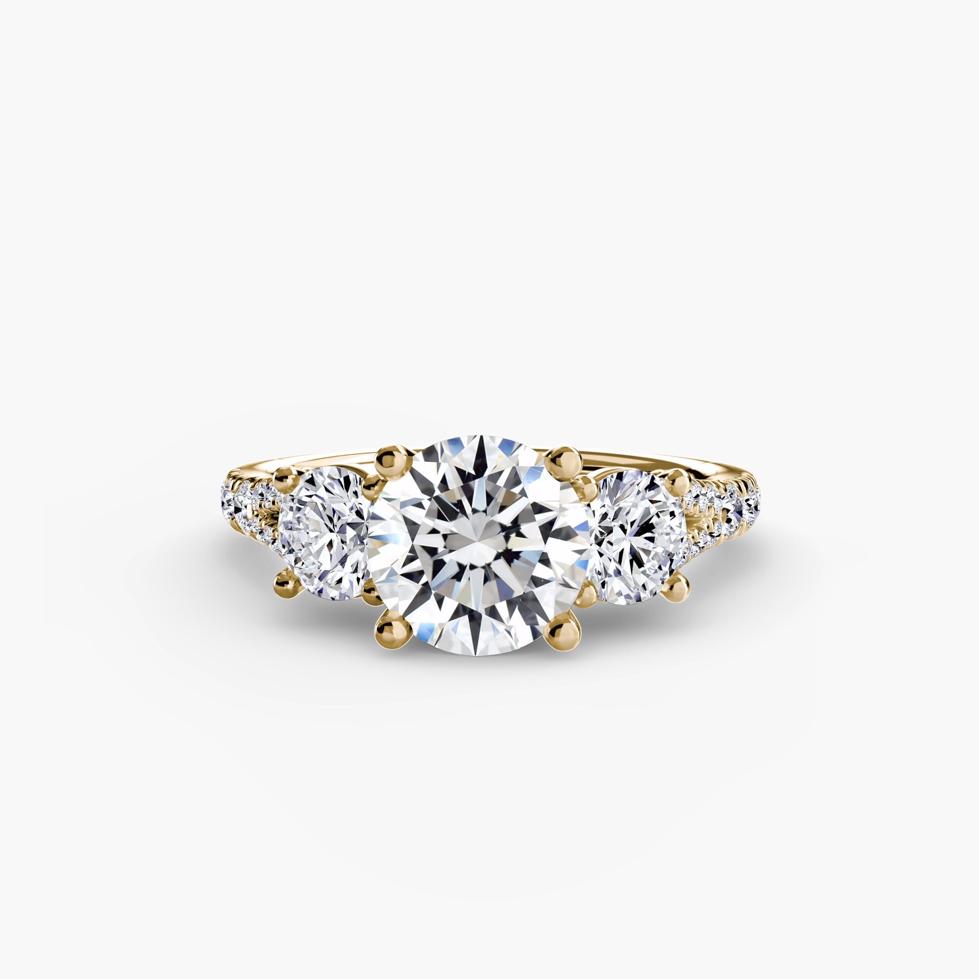 Anello con Tre Pietre e Fascia Pavé 3