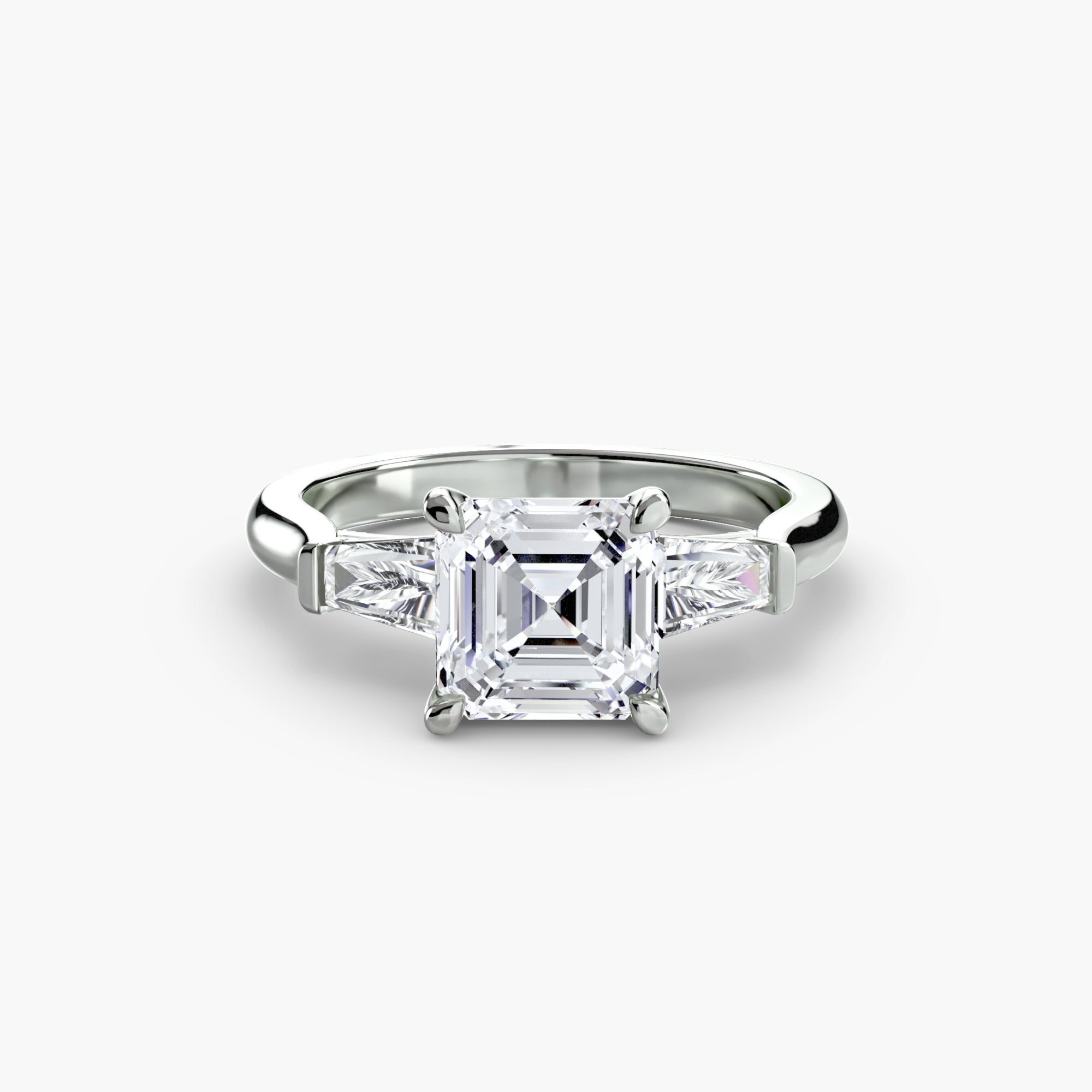 Anello con Tre Pietre (pietre laterali a baguette)