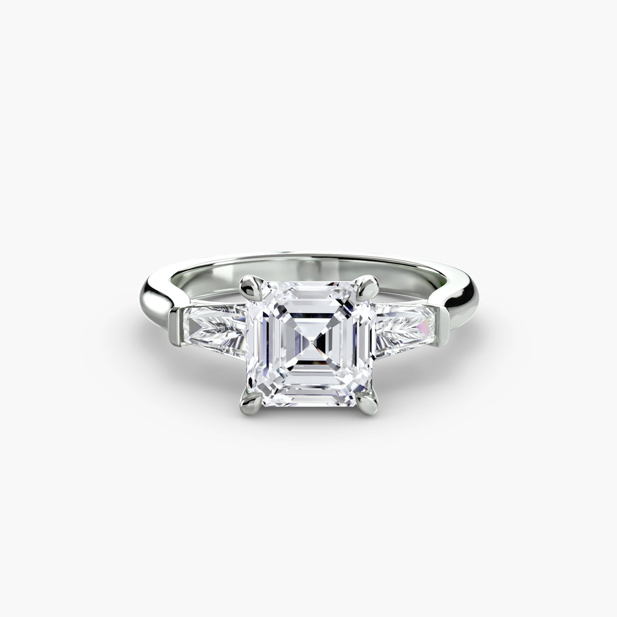 Anello con Tre Pietre (pietre laterali a baguette)