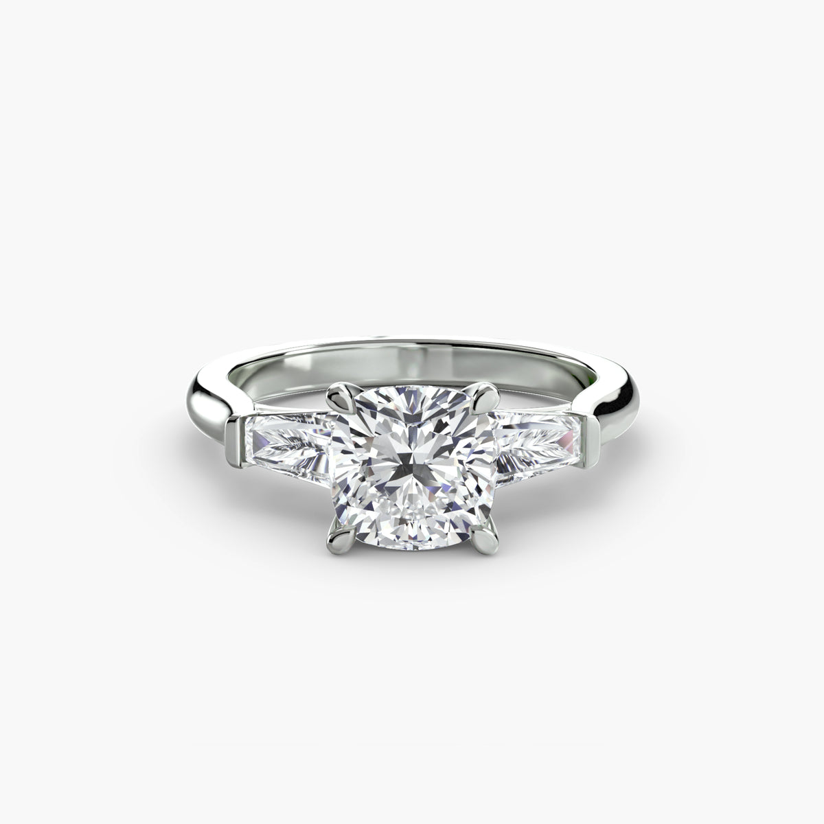 Anello con Tre Pietre (pietre laterali a baguette)