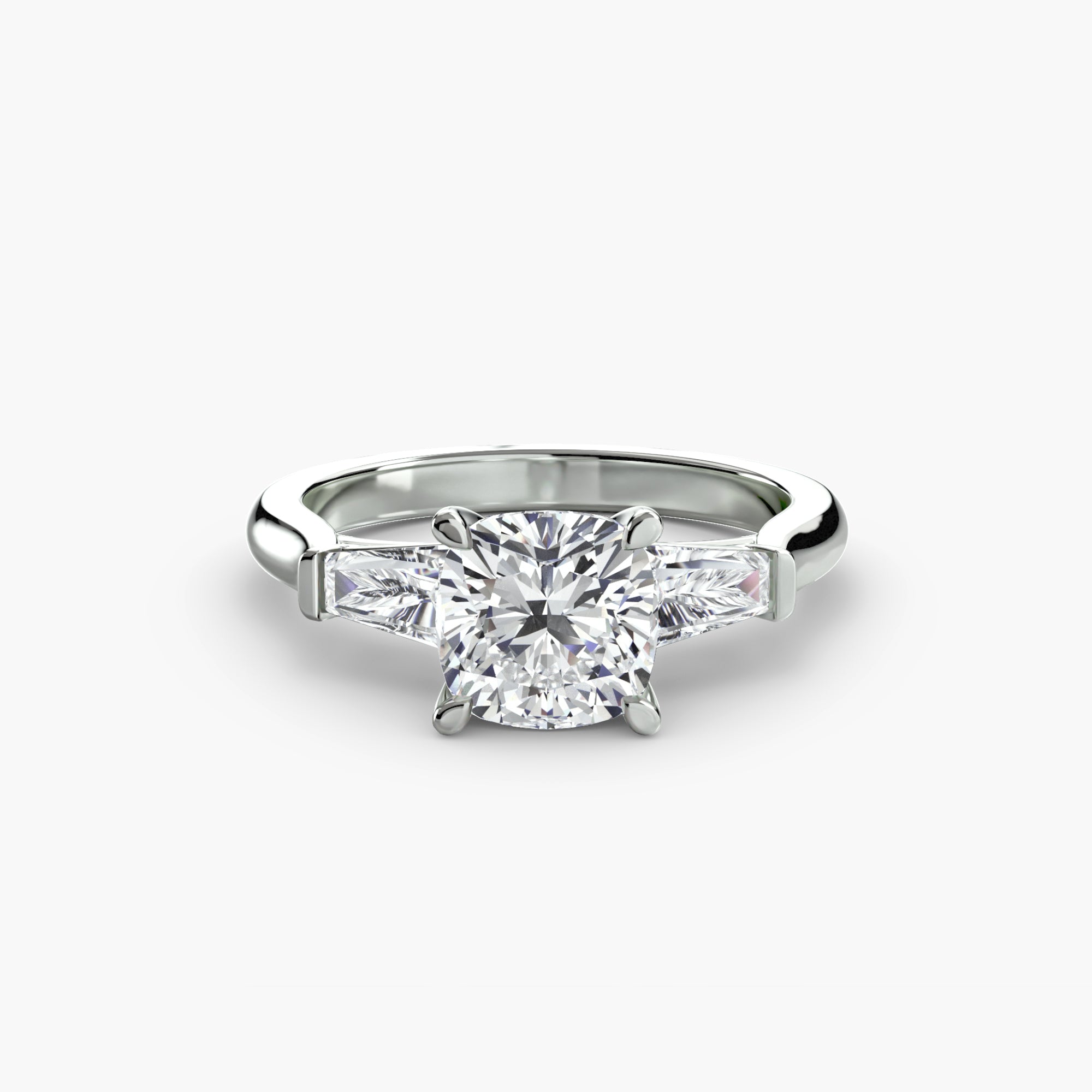 Anello con Tre Pietre (pietre laterali a baguette)