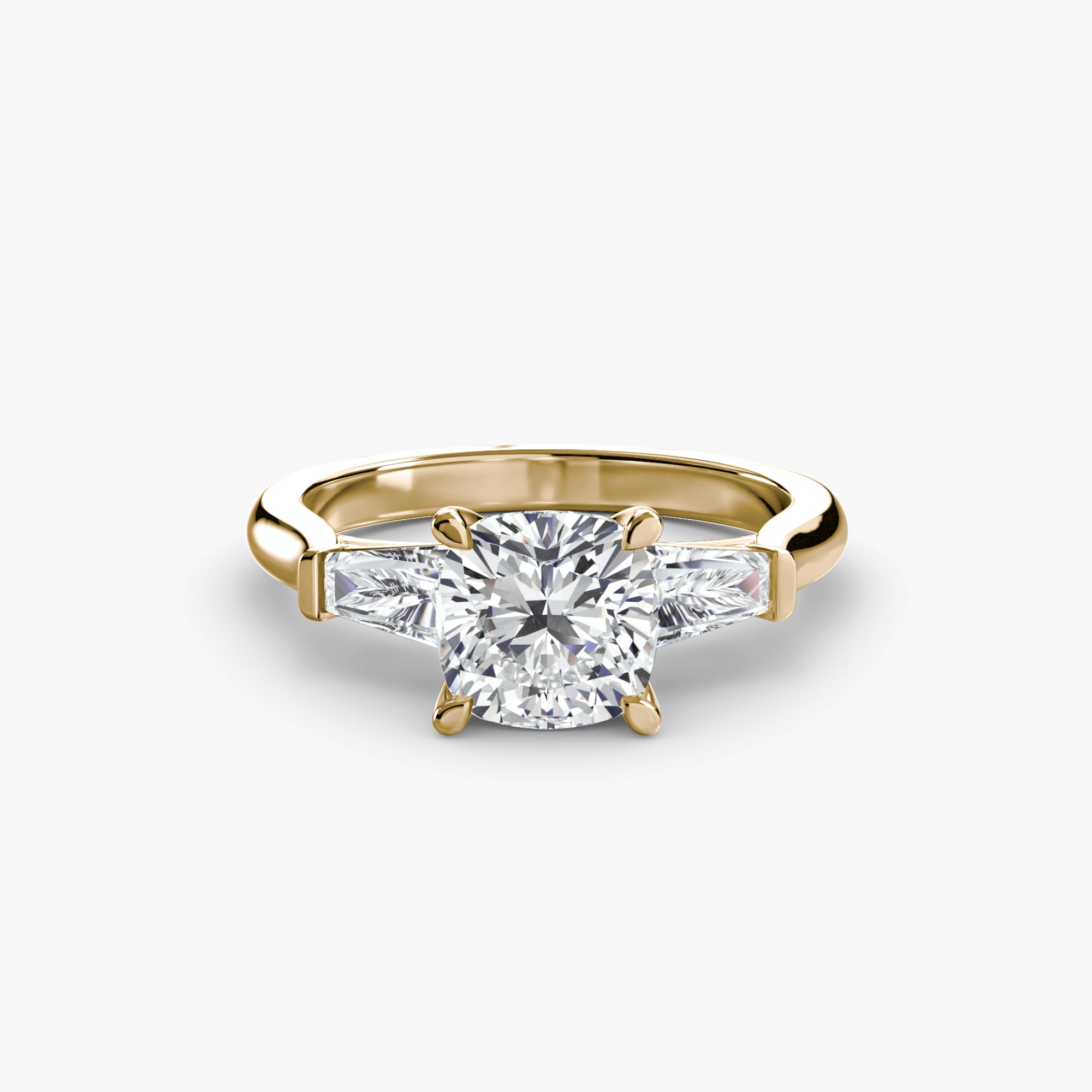 Anello con Tre Pietre (pietre laterali a baguette)