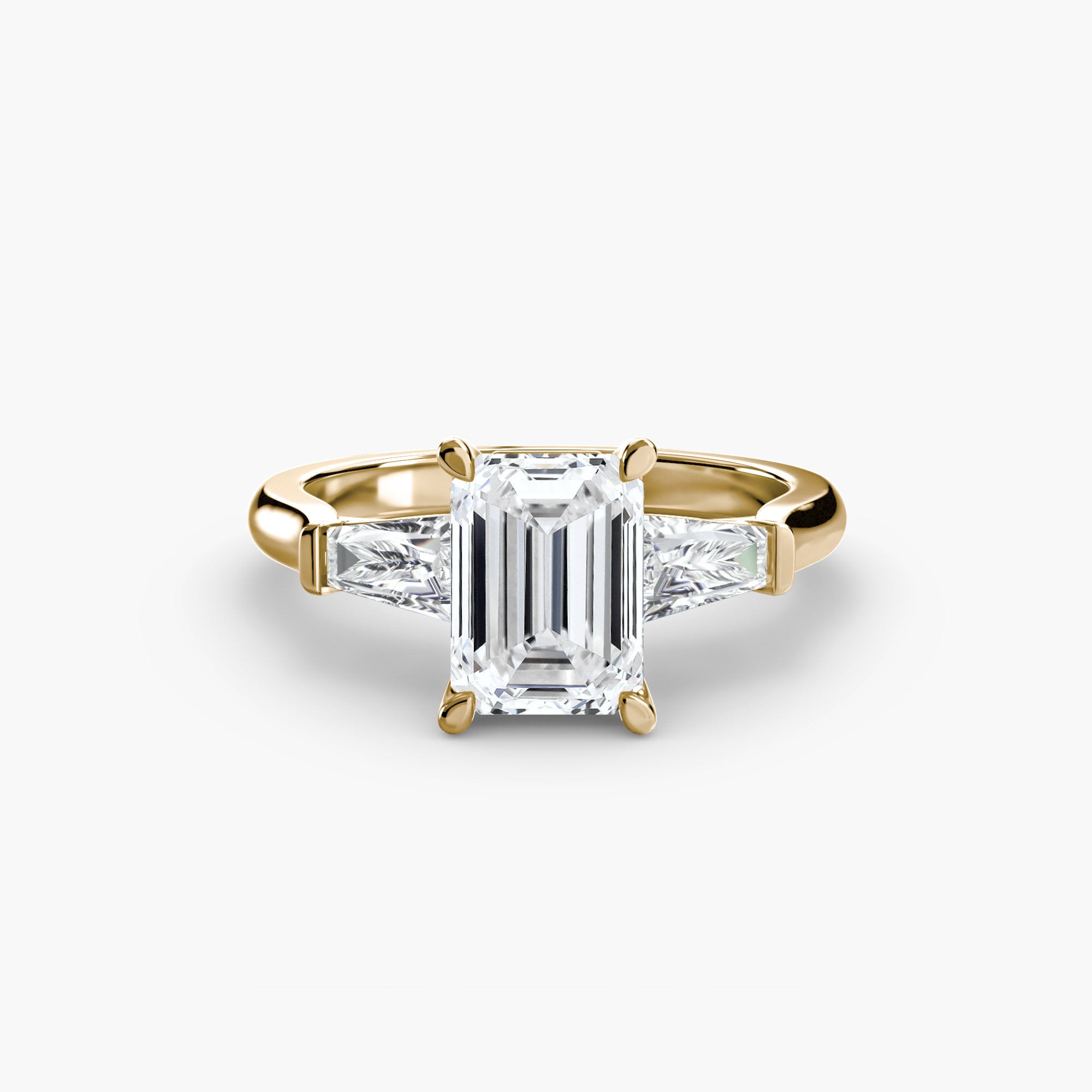 Anello con Tre Pietre (pietre laterali a baguette)