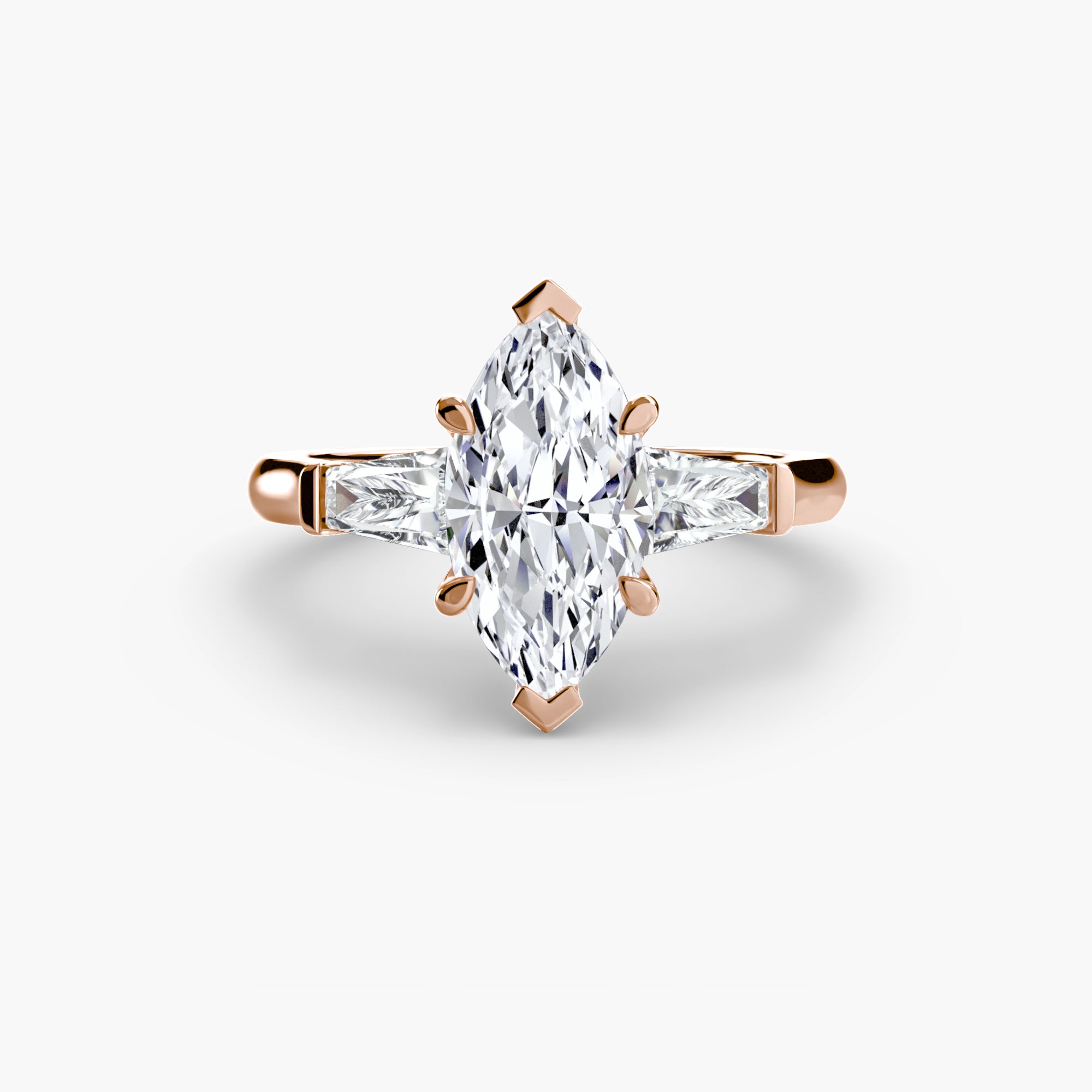 Anello con Tre Pietre (pietre laterali a baguette)