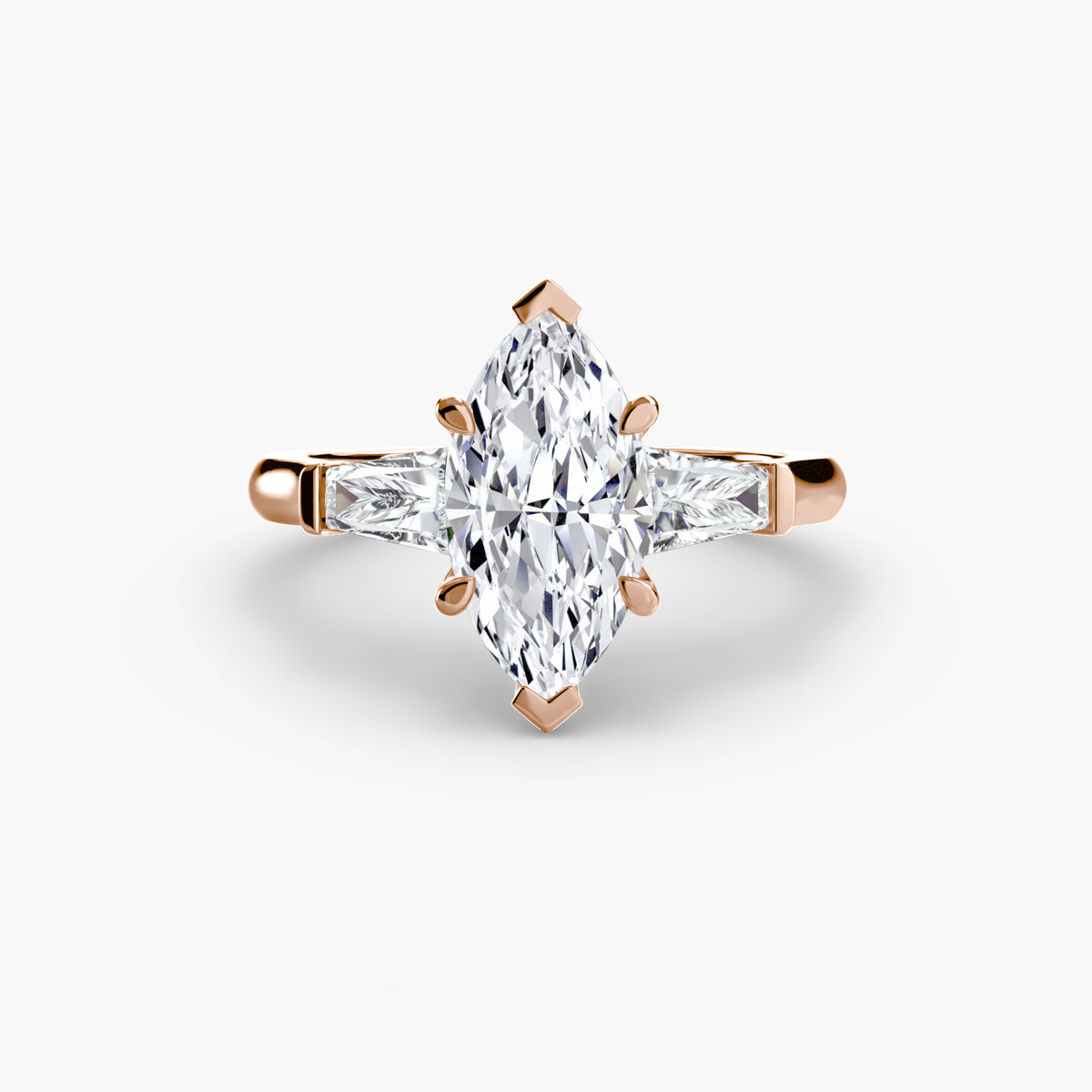 Anello con Tre Pietre (pietre laterali a baguette)