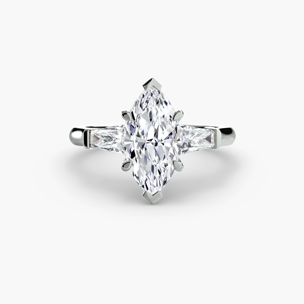 Anello con Tre Pietre (pietre laterali a baguette)