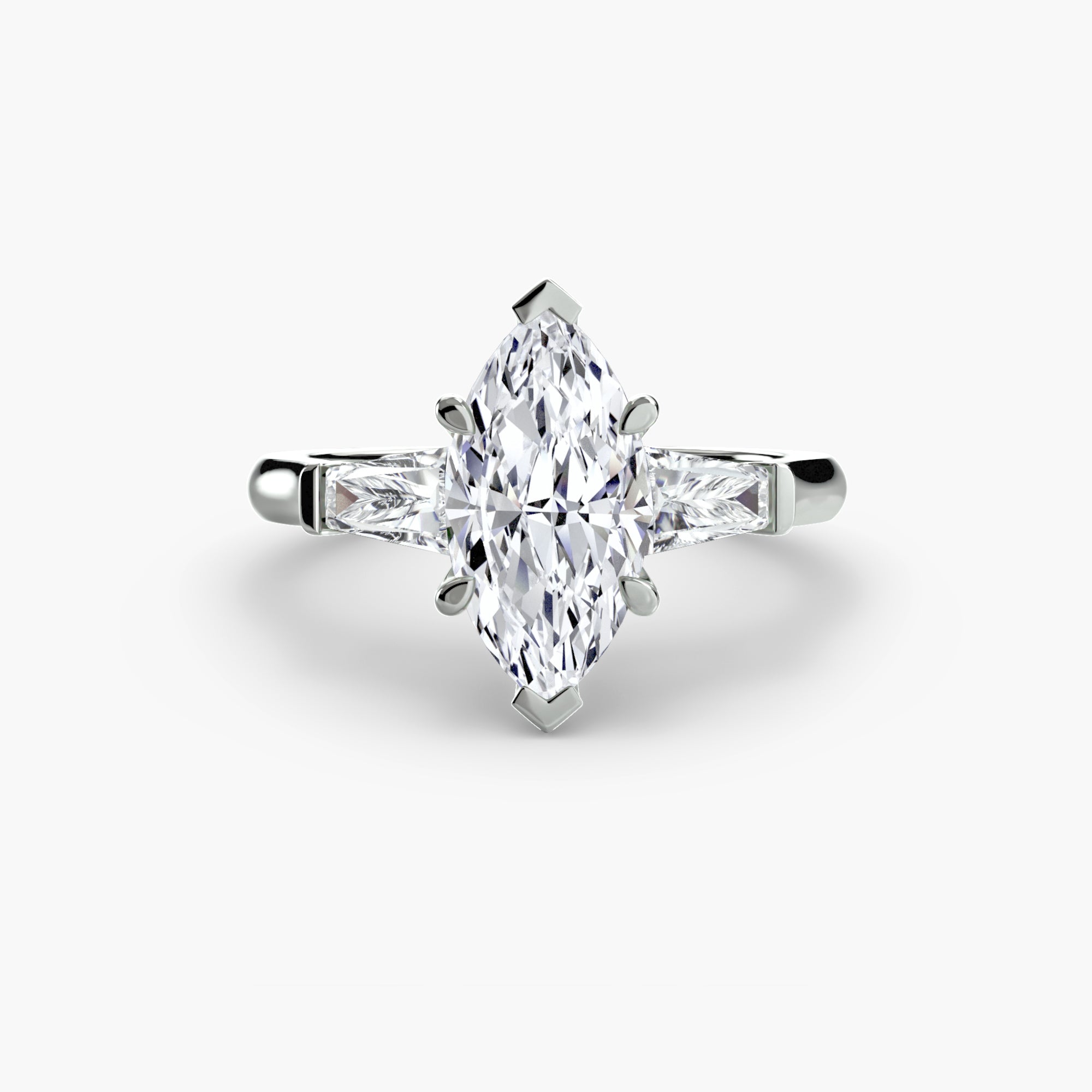 Anello con Tre Pietre (pietre laterali a baguette)