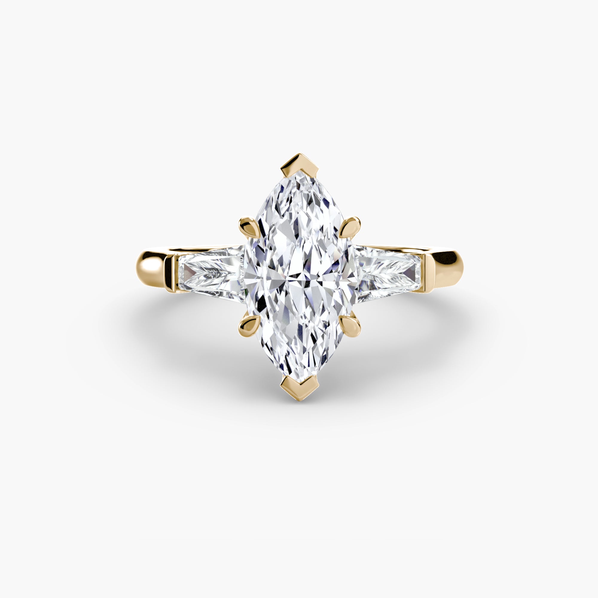 Anello con Tre Pietre (pietre laterali a baguette)