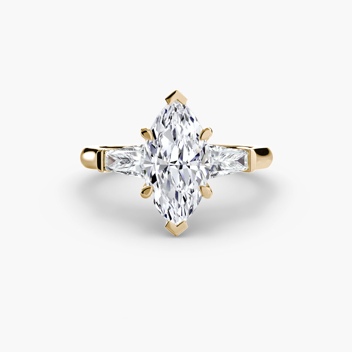 Anello con Tre Pietre (pietre laterali a baguette)