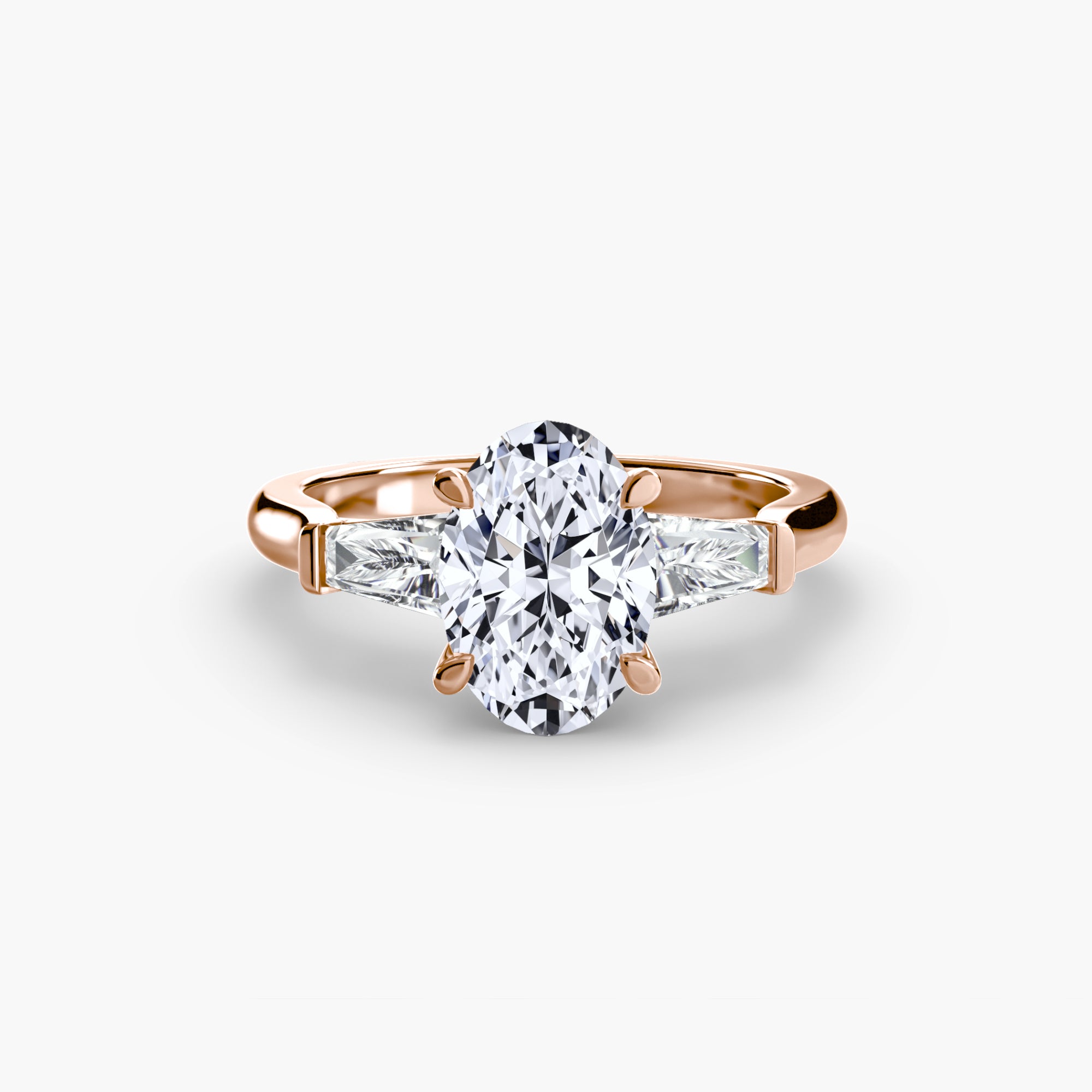 Anello con Tre Pietre (pietre laterali a baguette)