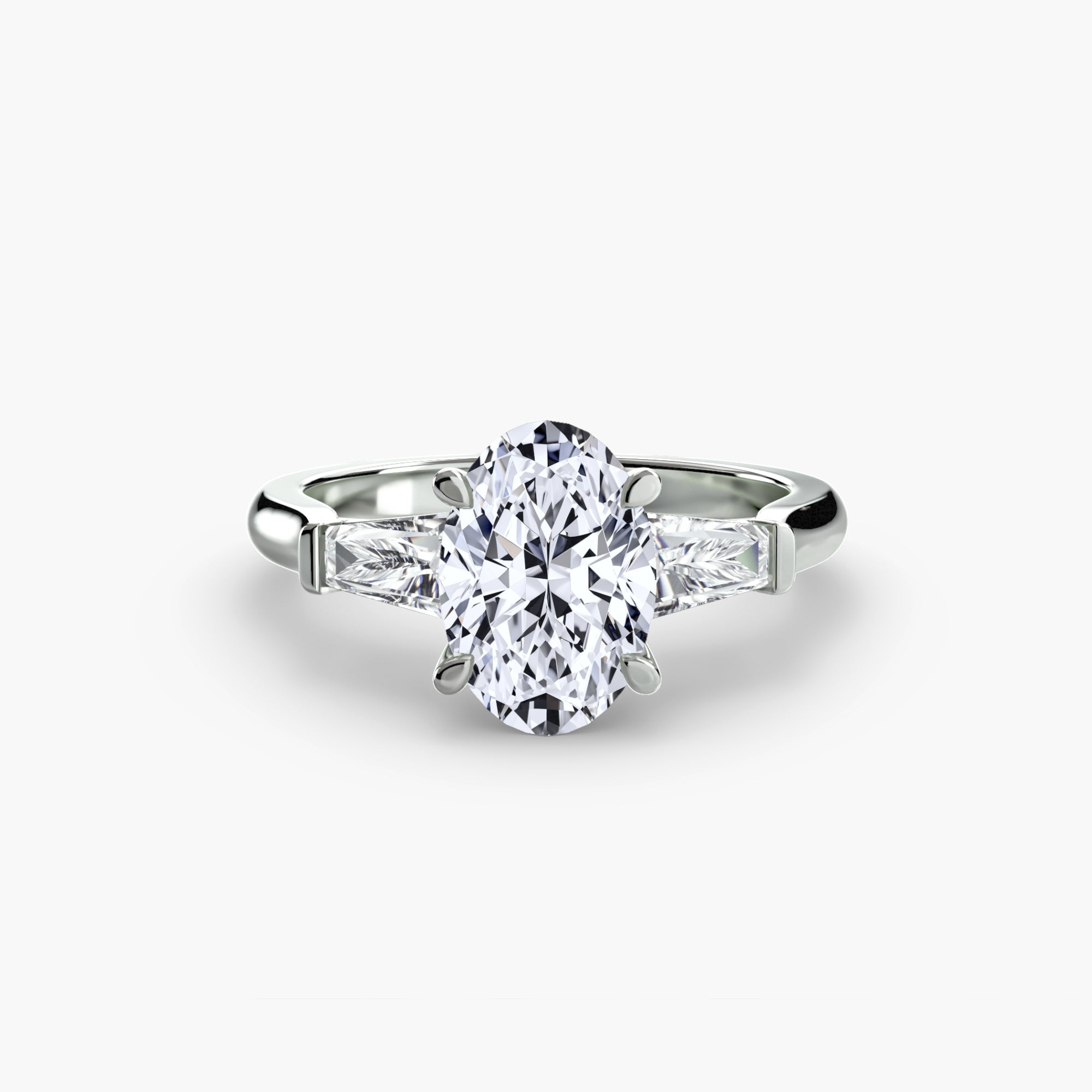 Anello con Tre Pietre (pietre laterali a baguette)