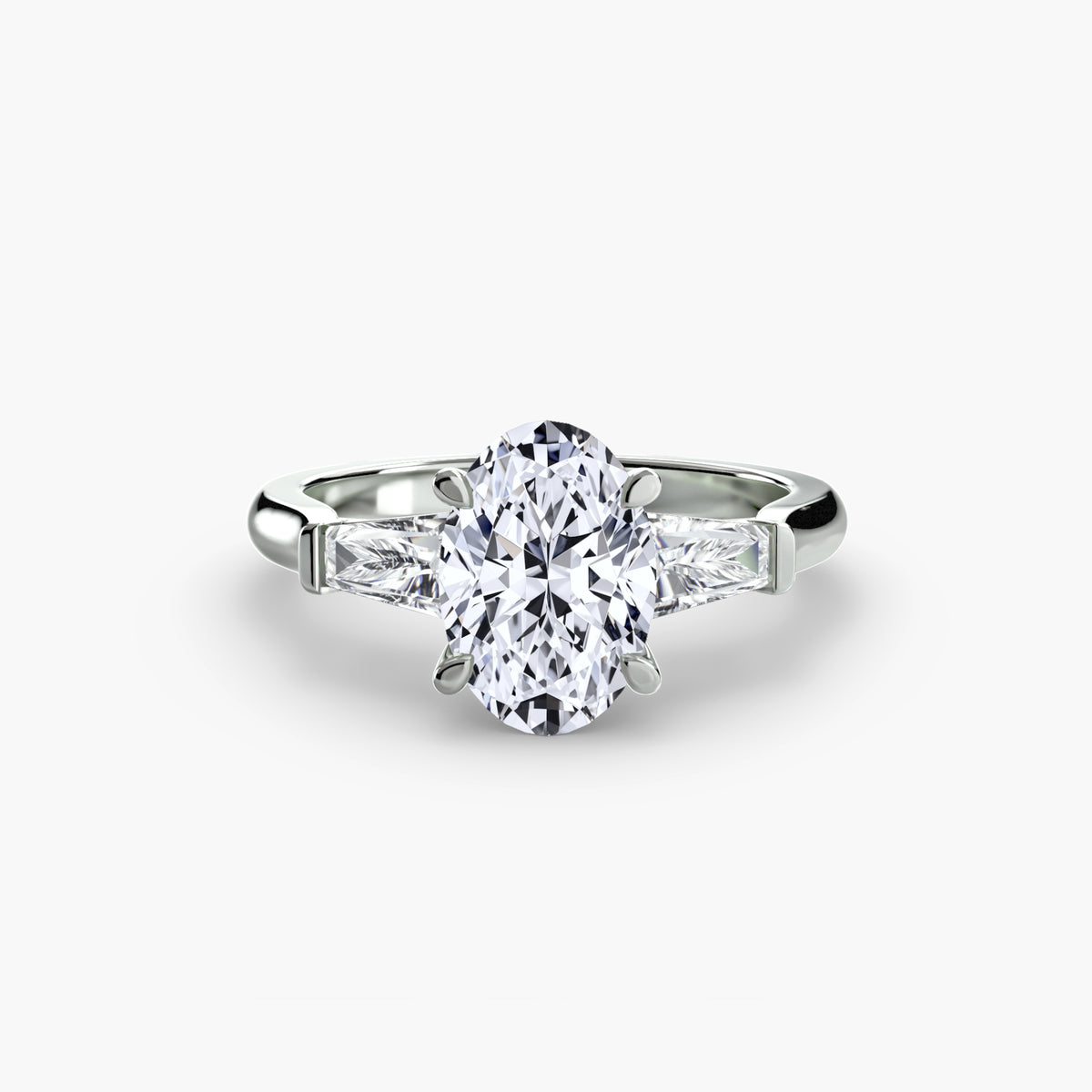 Anello con Tre Pietre (pietre laterali a baguette)