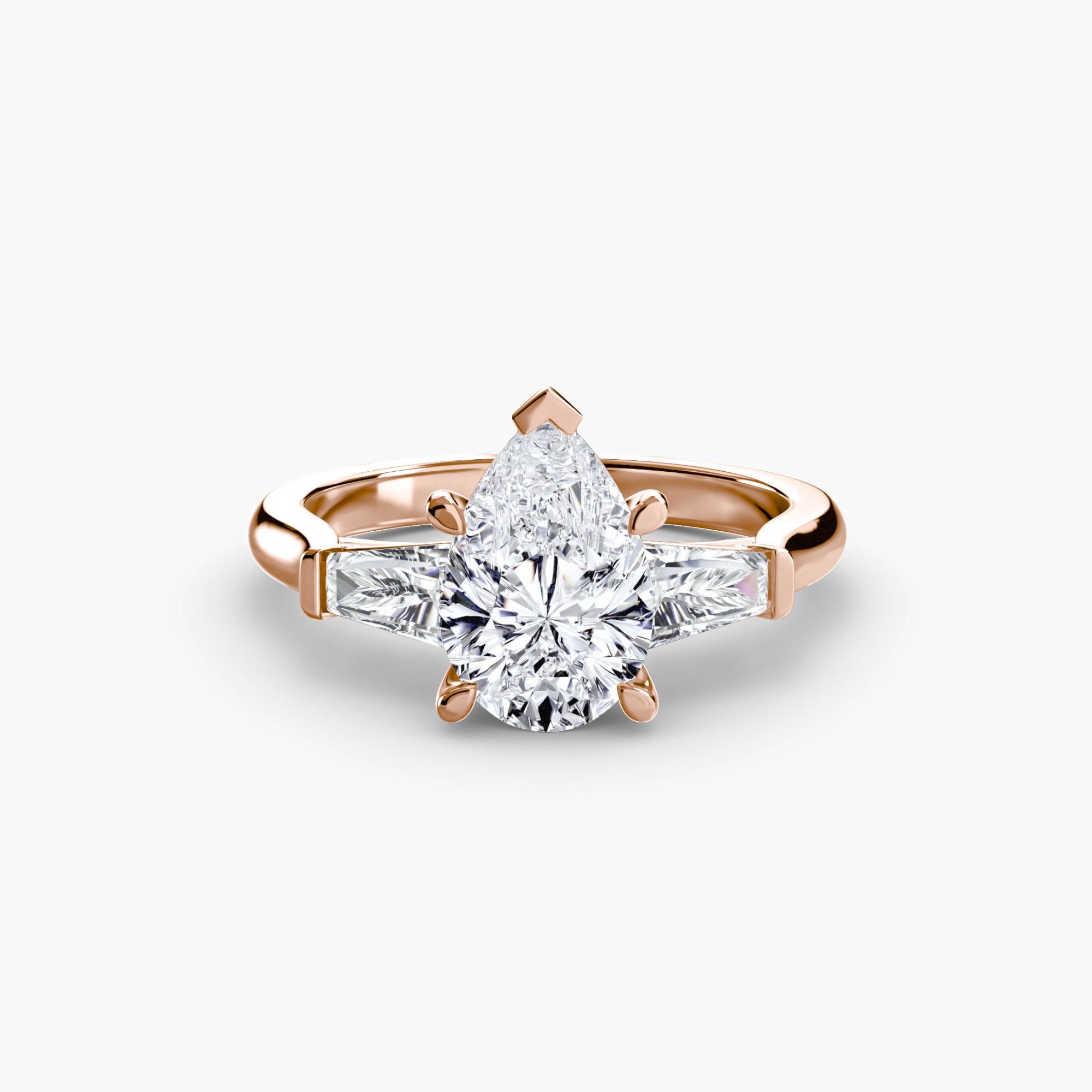 Anello con Tre Pietre (pietre laterali a baguette)