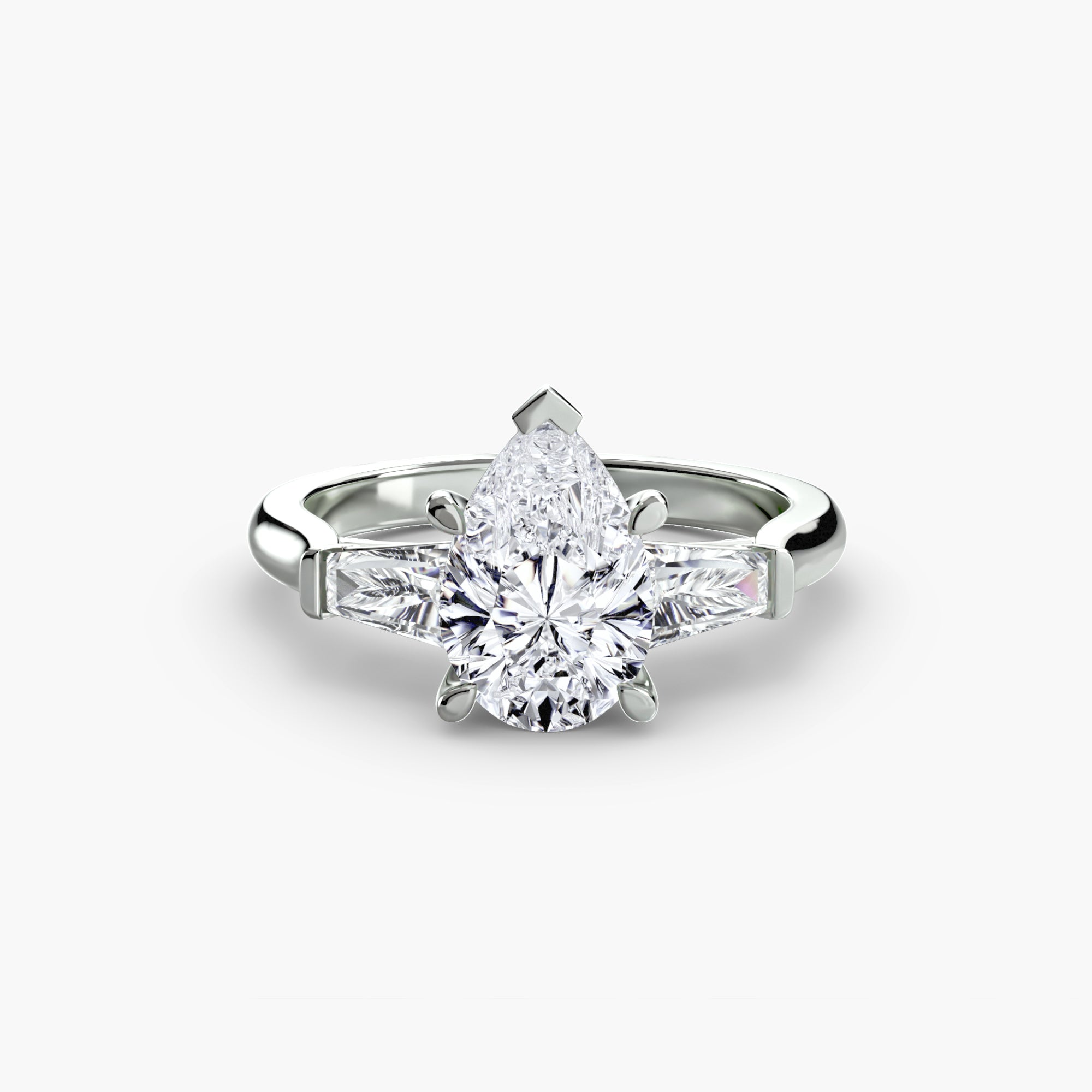 Anello con Tre Pietre (pietre laterali a baguette)